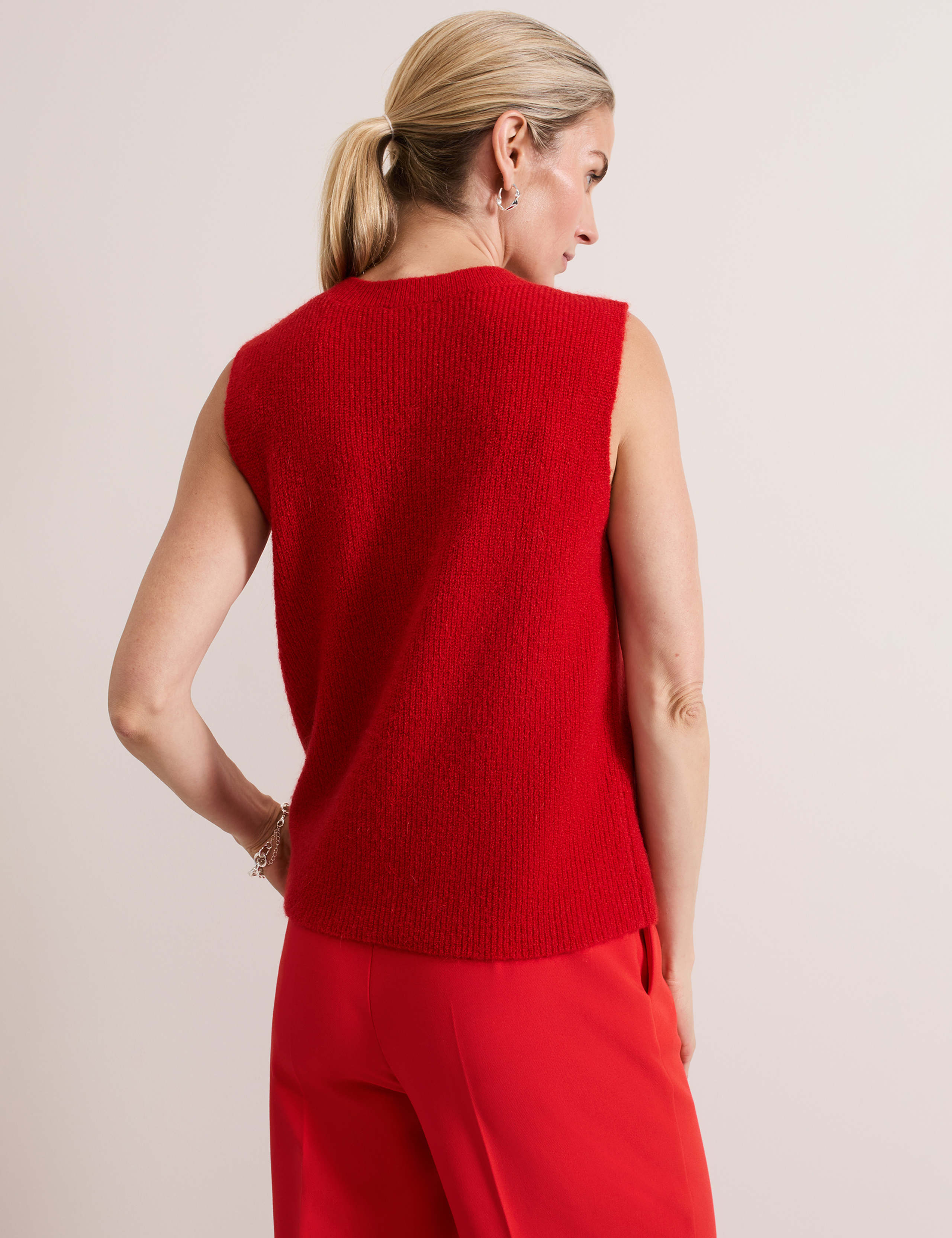 Ribbed Crew Neck Vest Top With Wool 3 of 9