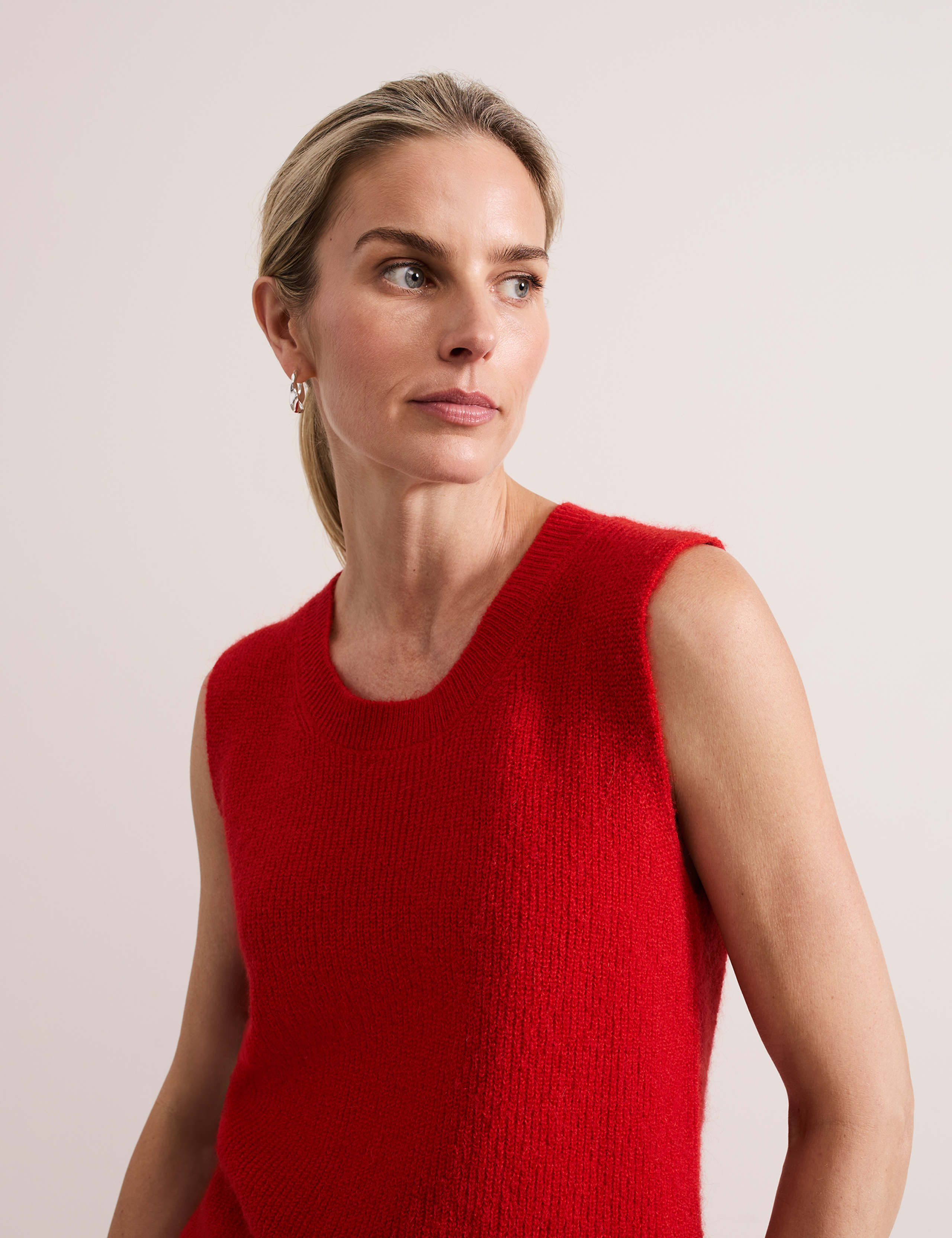 Ribbed Crew Neck Vest Top With Wool 6 of 9