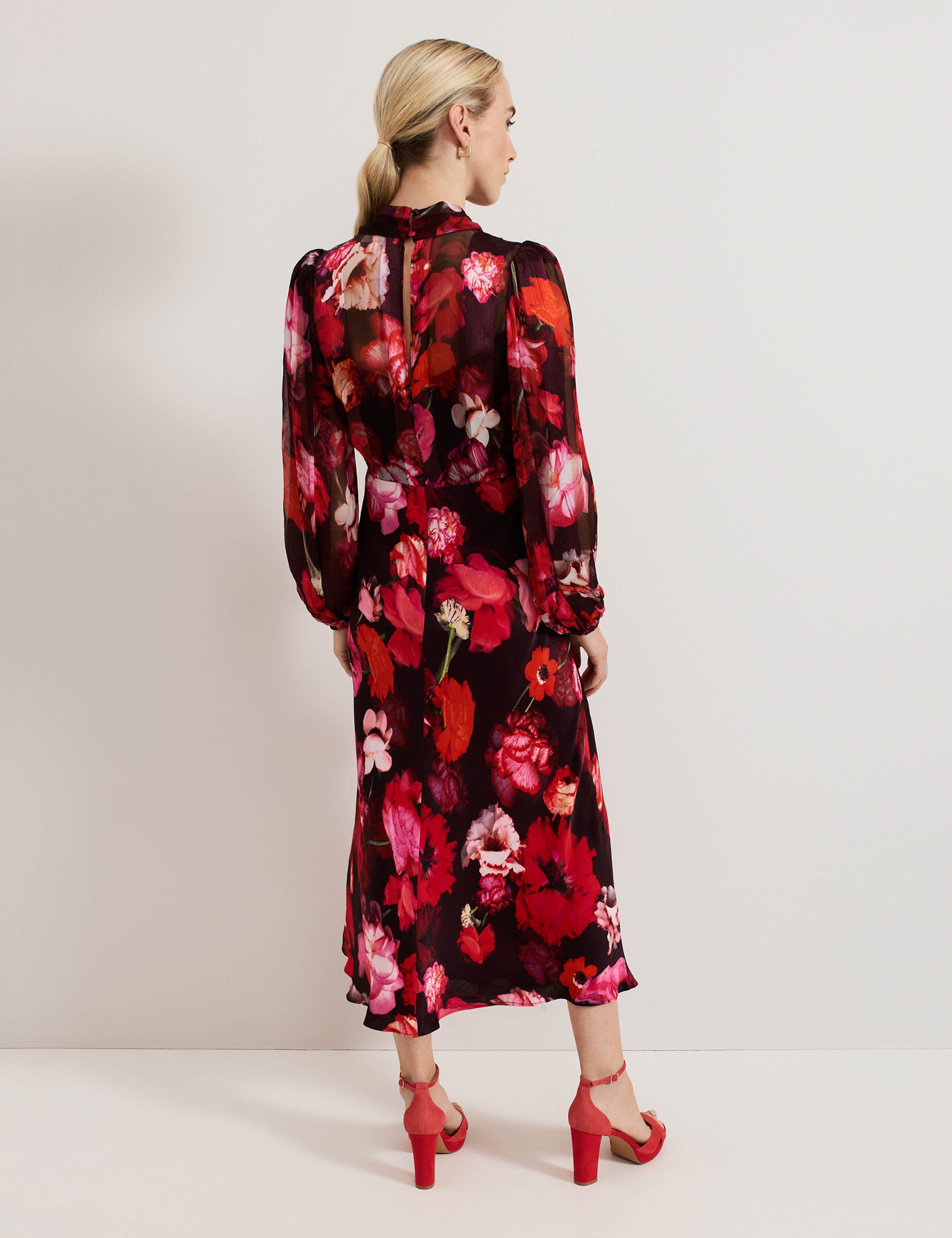 Floral Tie Neck Midaxi Dress 3 of 8