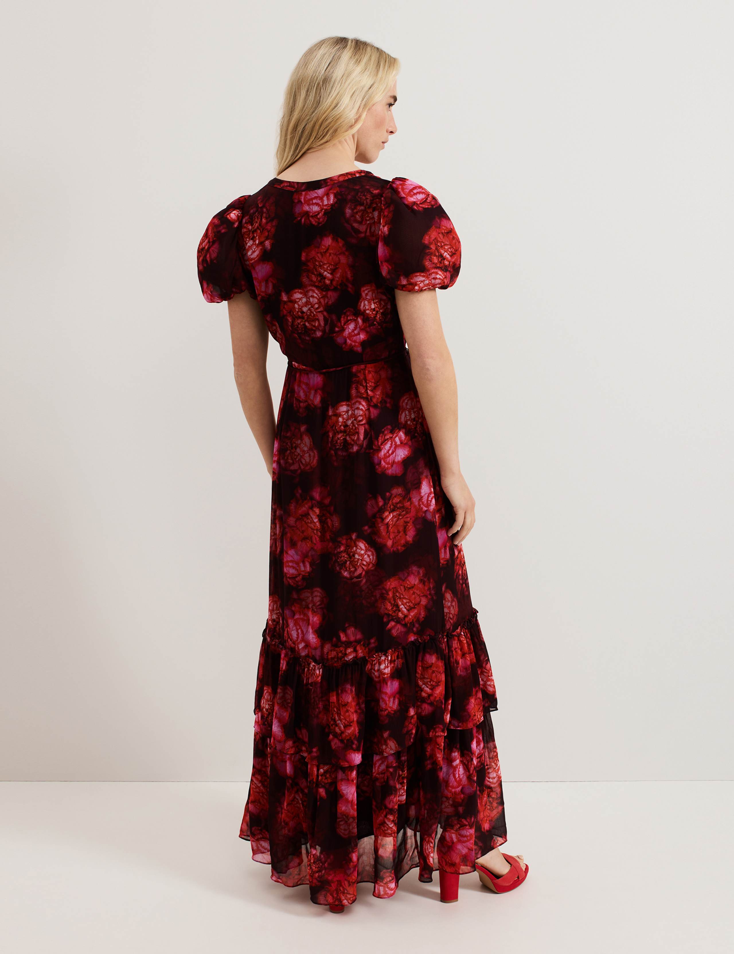 Amaris Floral V-Neck Puff Sleeve Maxi Tiered Dress 3 of 7