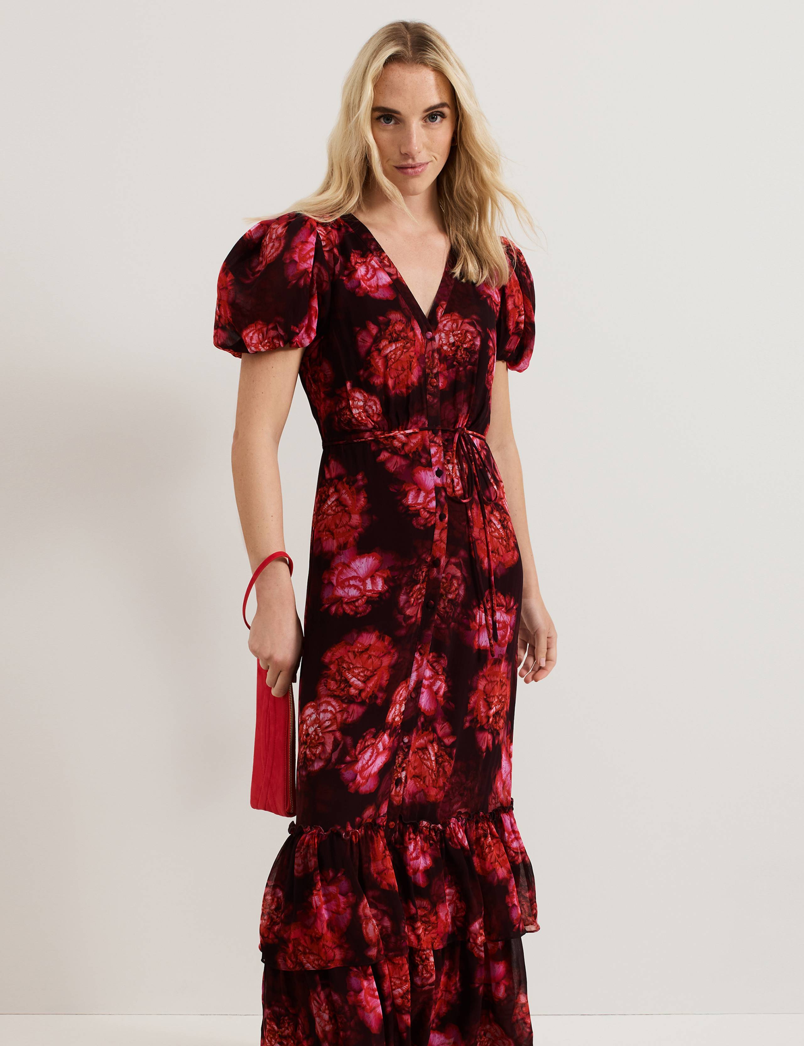 Amaris Floral V-Neck Puff Sleeve Maxi Tiered Dress 4 of 7