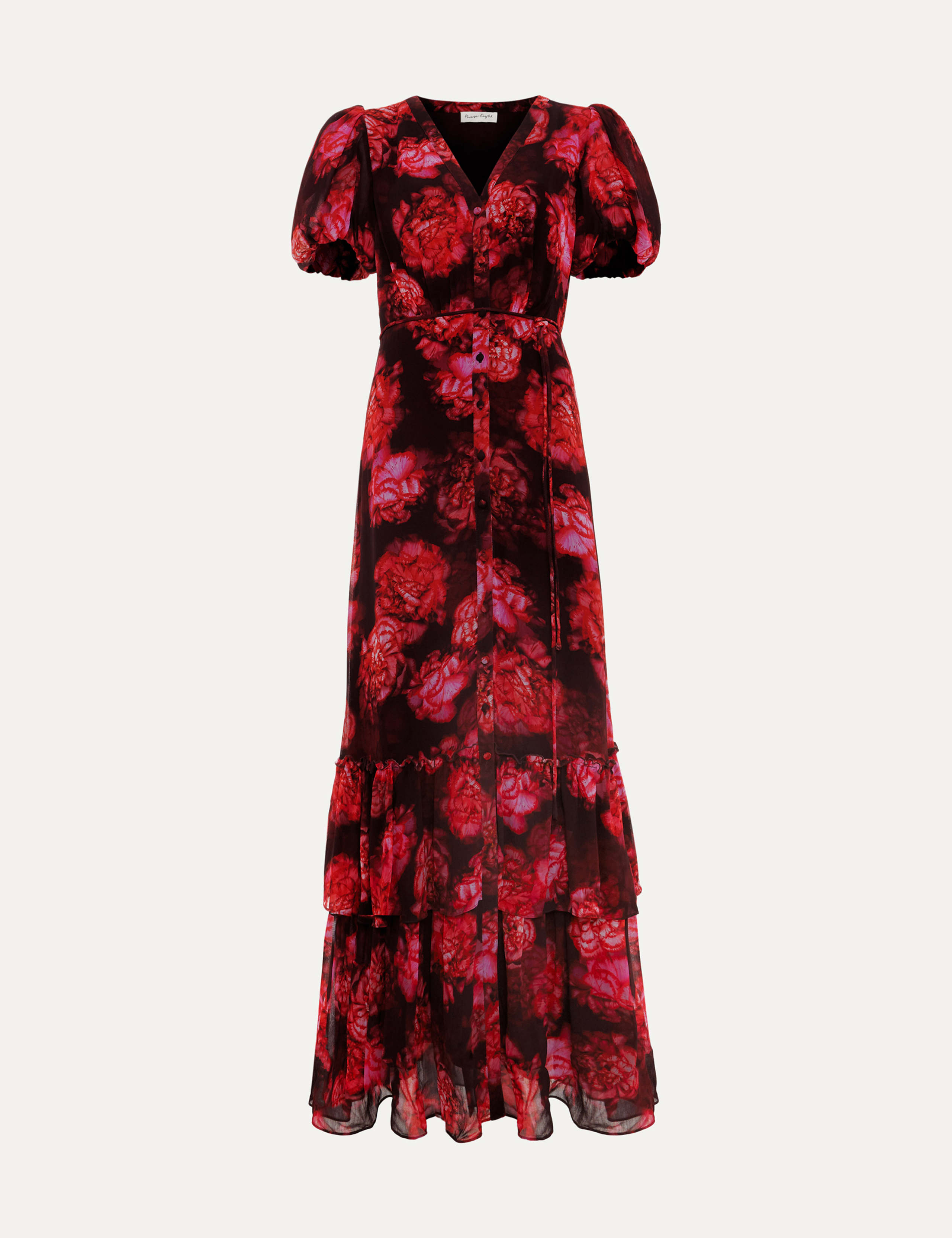 Amaris Floral V-Neck Puff Sleeve Maxi Tiered Dress 2 of 7
