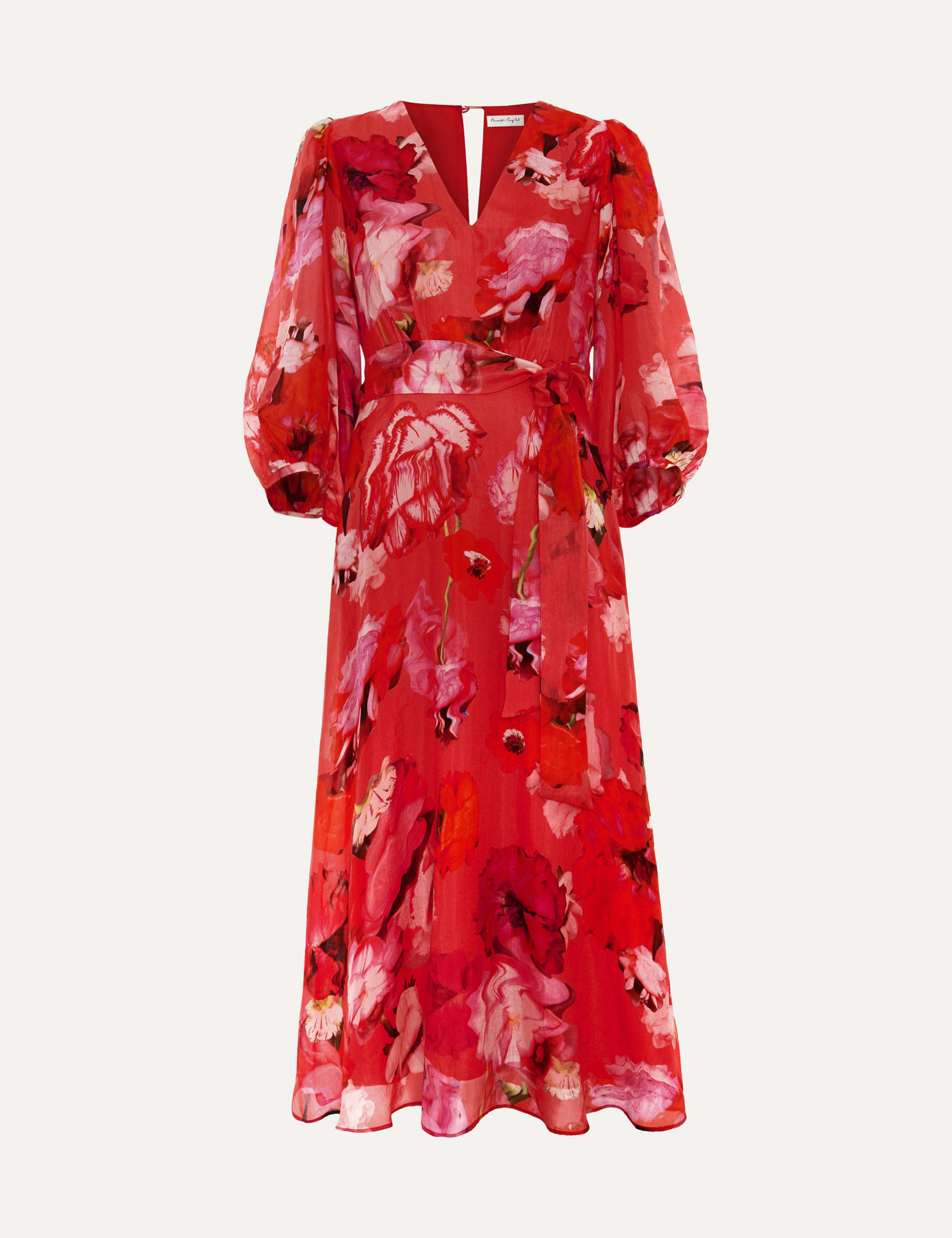 Floral V-Neck Belted Midi Skater Dress 2 of 7