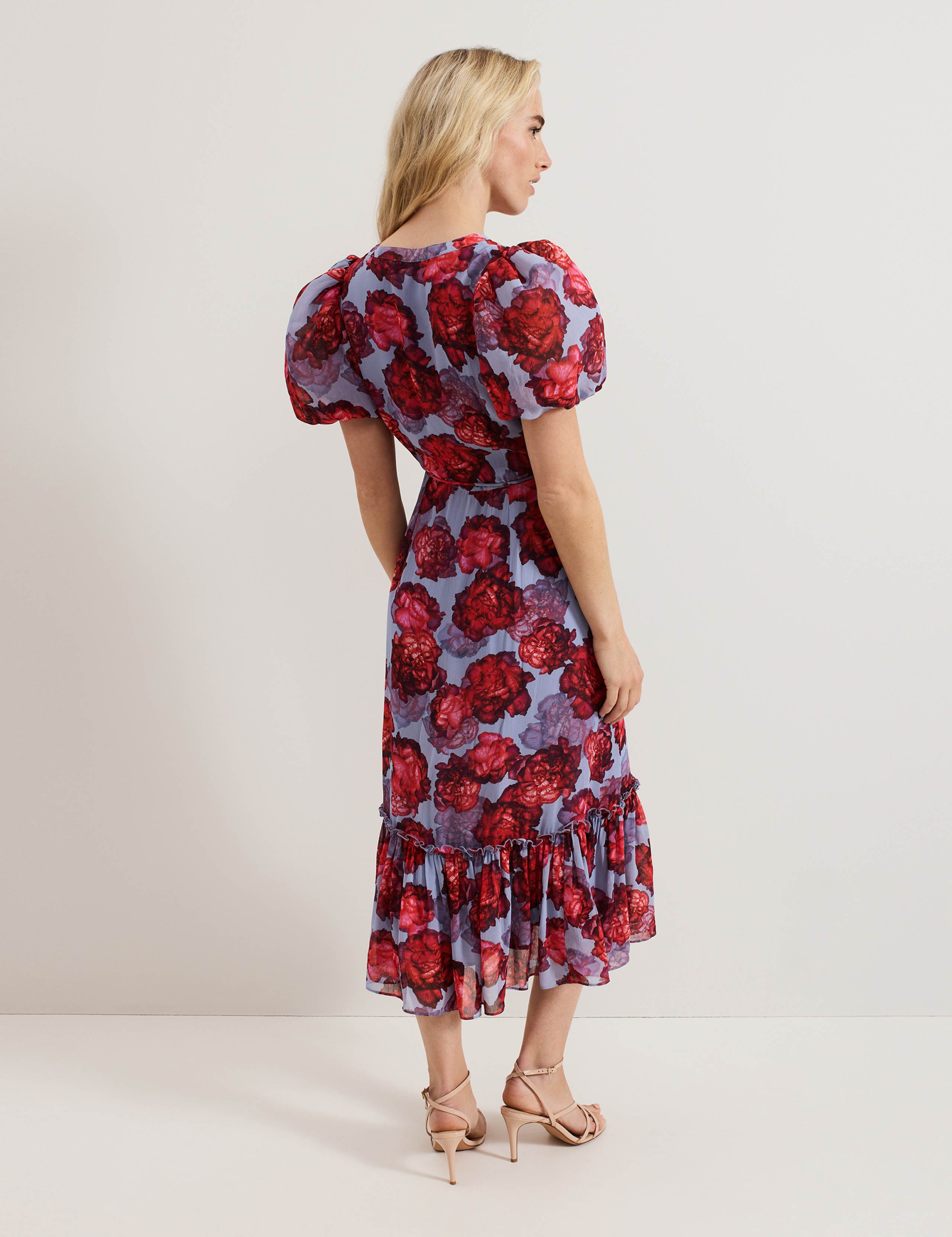 Floral V-Neck Midi Tiered Skater Dress 3 of 8