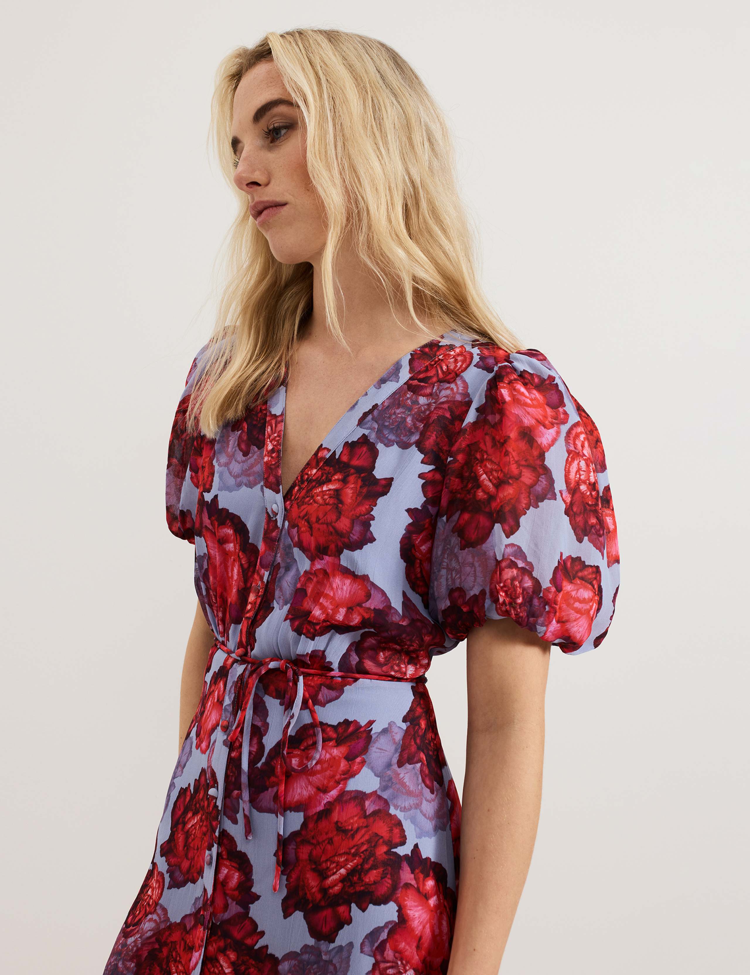 Floral V-Neck Midi Tiered Skater Dress 5 of 8