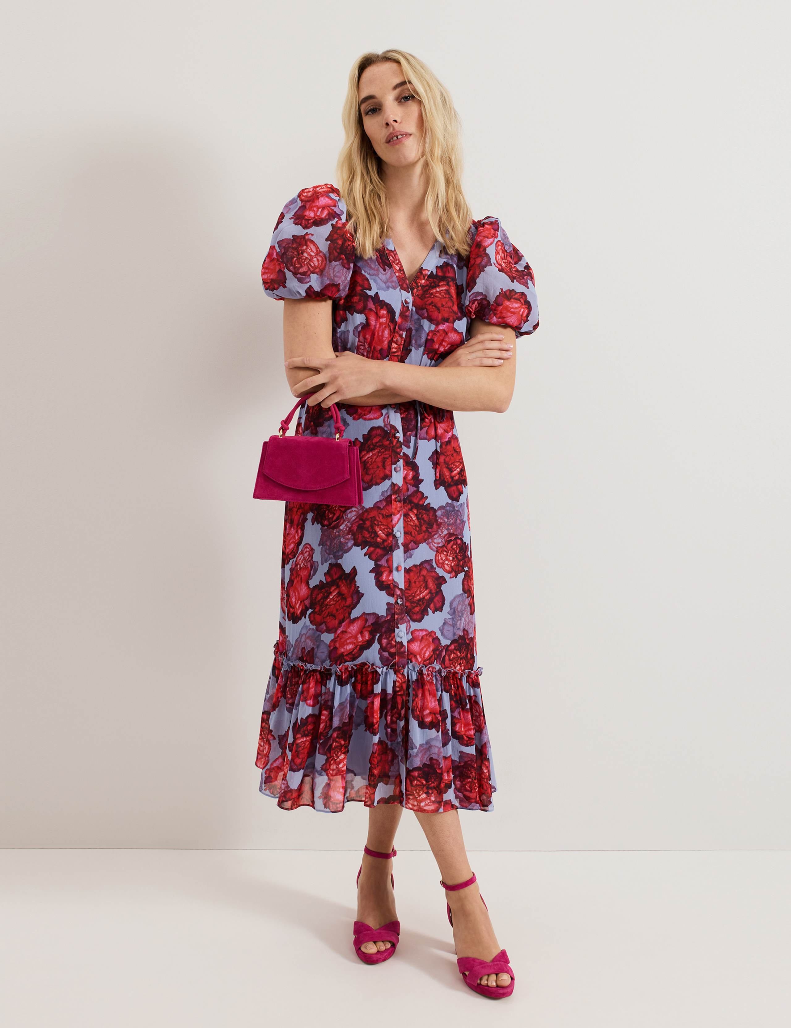 Floral V-Neck Midi Tiered Skater Dress 7 of 8
