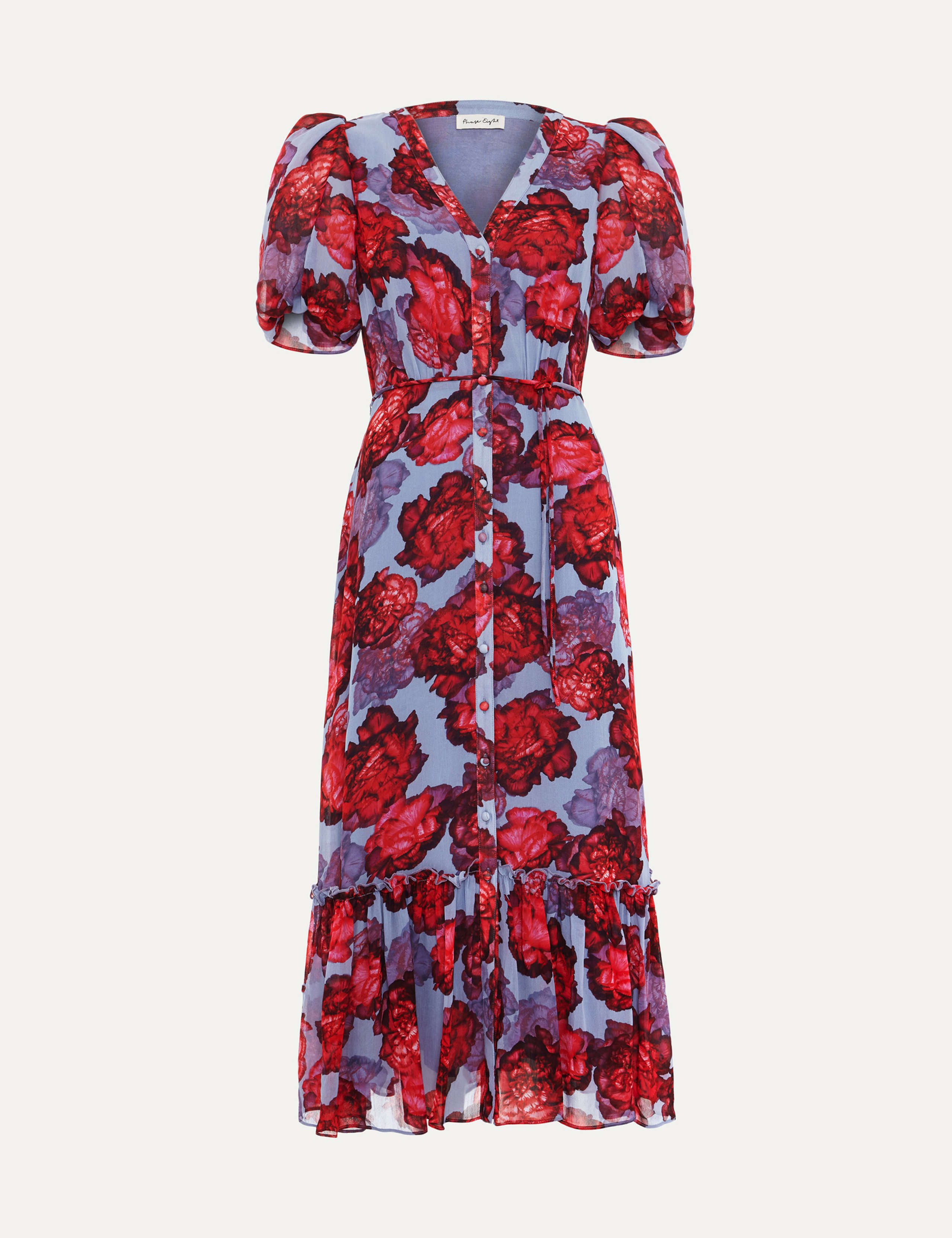 Floral V-Neck Midi Tiered Skater Dress 2 of 8