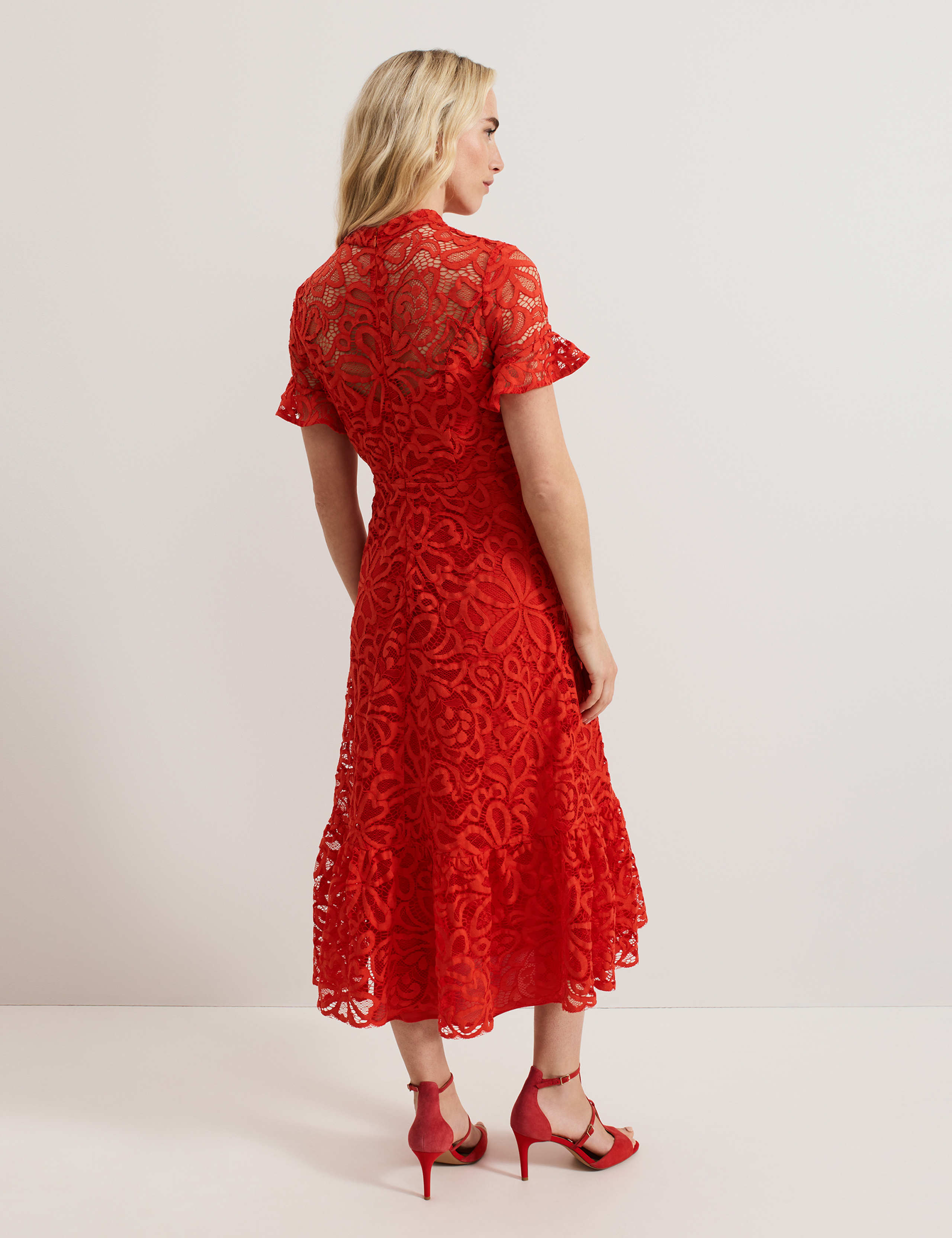 Cotton Blend Round Neck Midaxi Tailored Dress 3 of 7