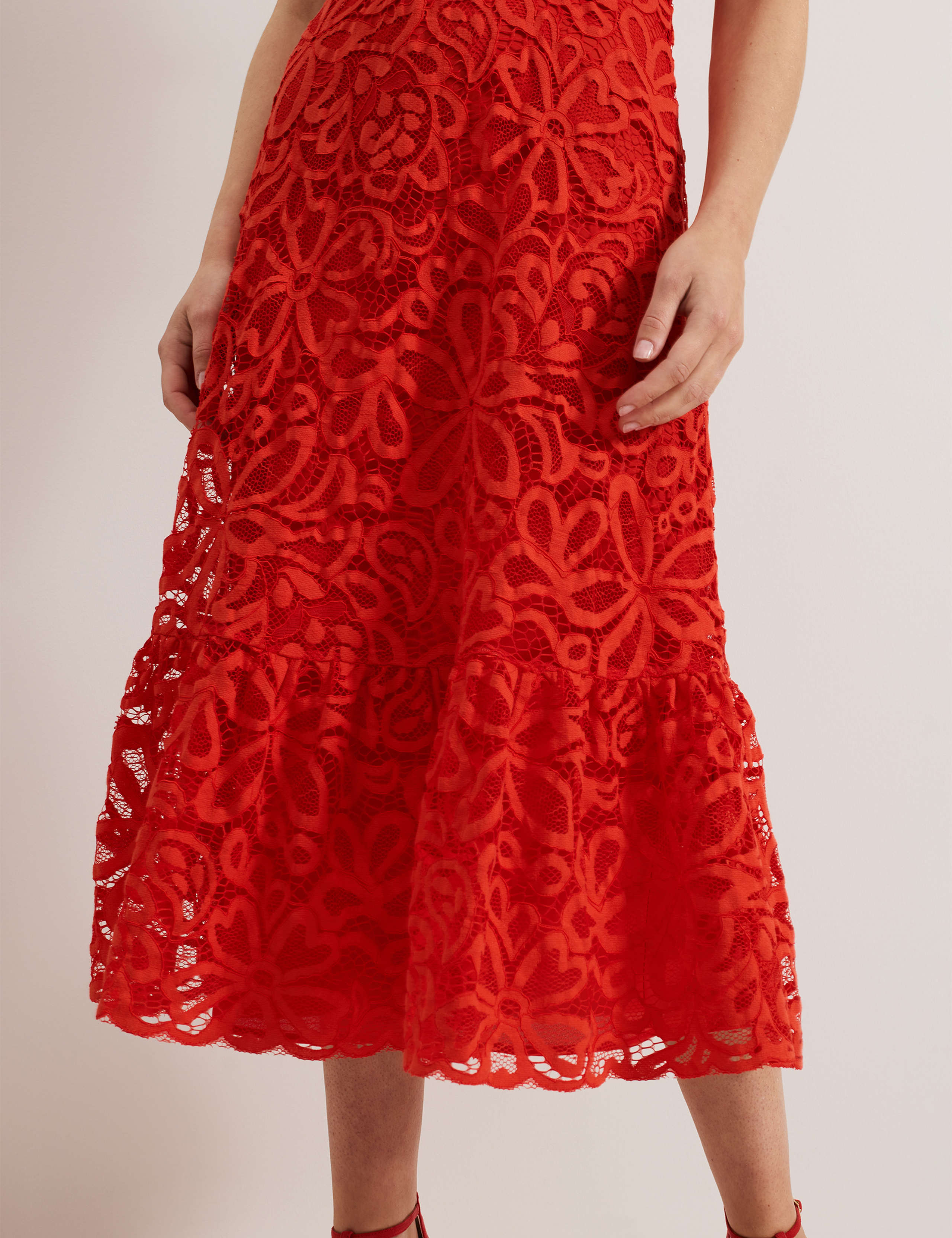 Cotton Blend Round Neck Midaxi Tailored Dress 7 of 7