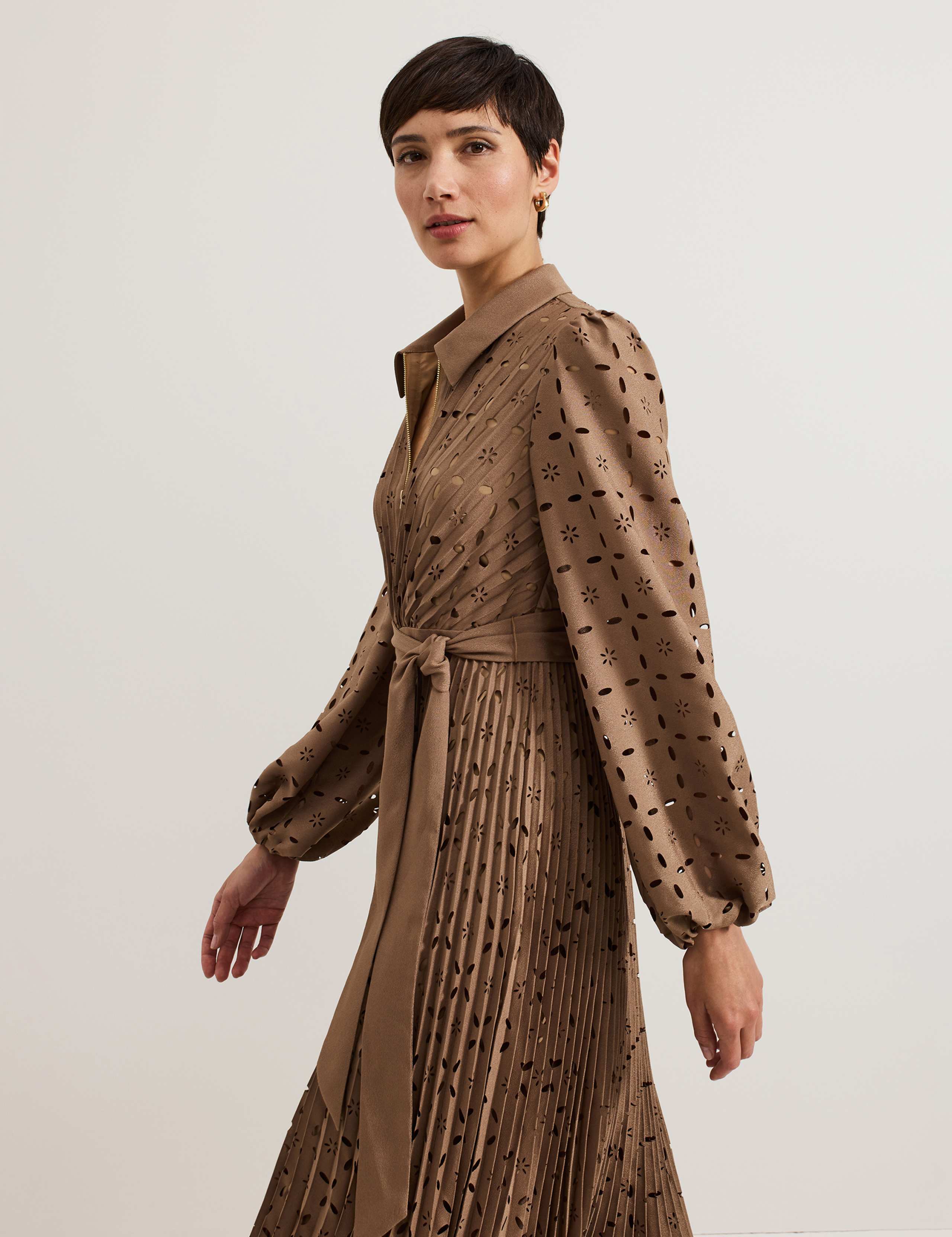 Geometric Collared Midi Shirt Dress 5 of 7