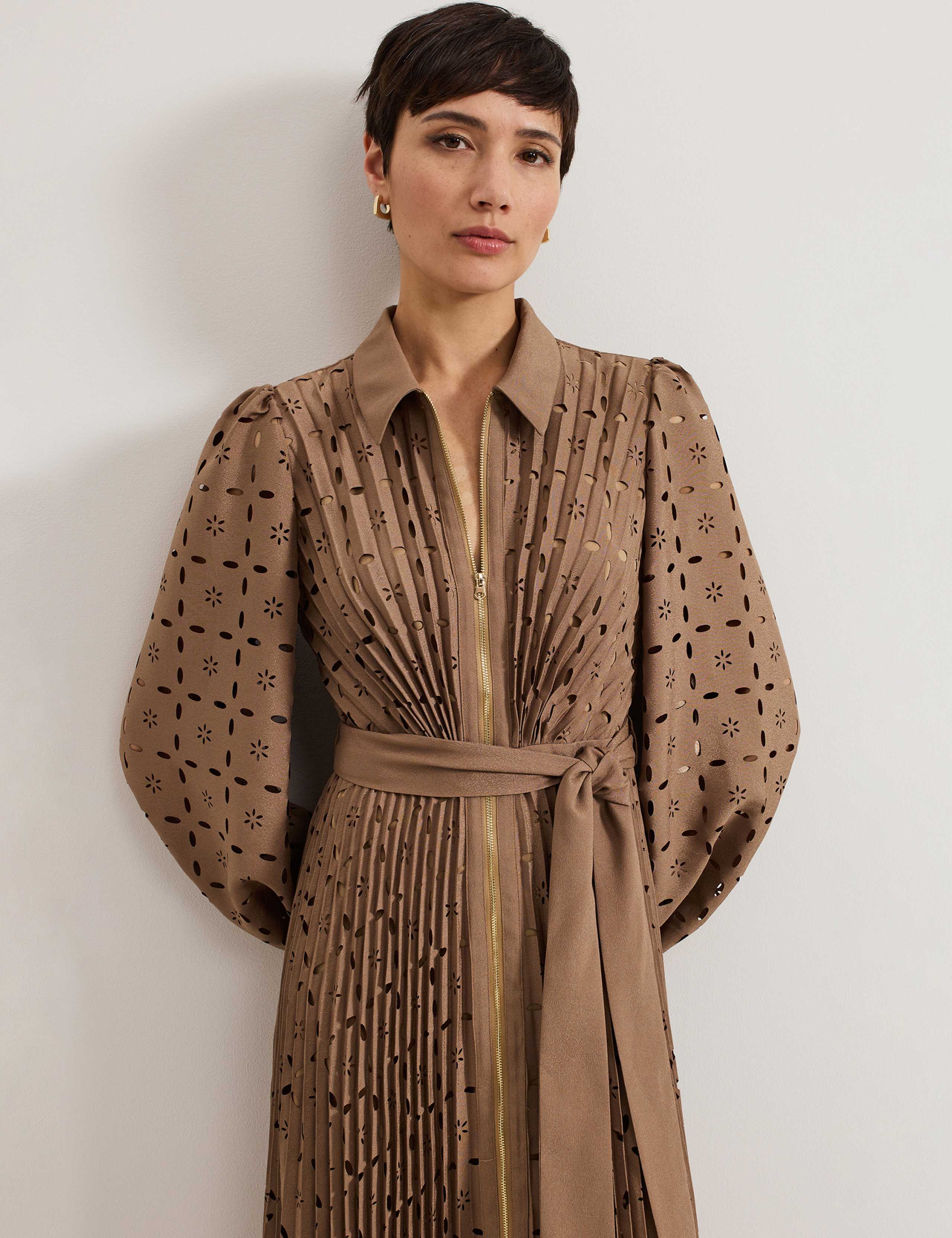 Geometric Collared Midi Shirt Dress 6 of 7