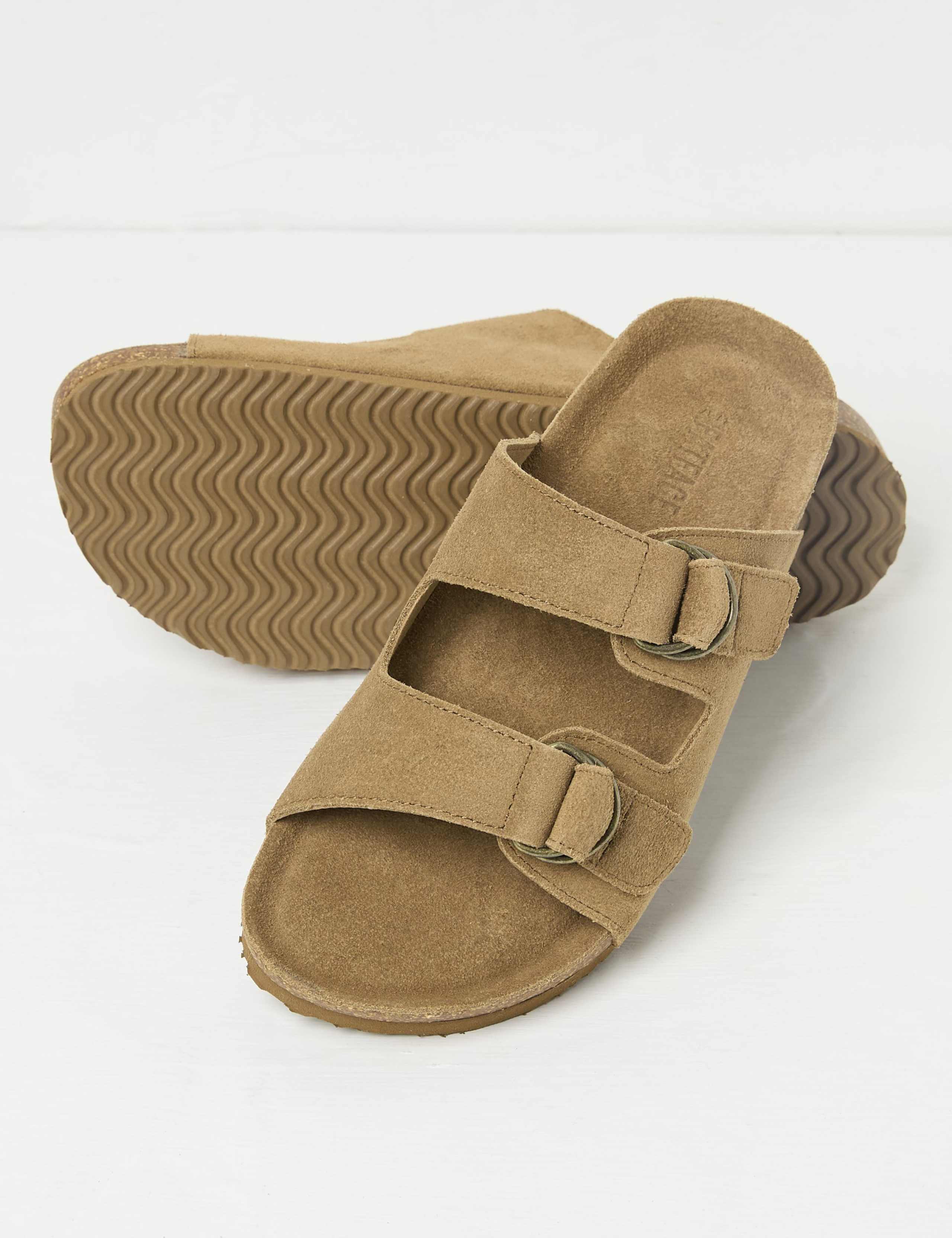Suede Buckle Flat Sandals 2 of 3