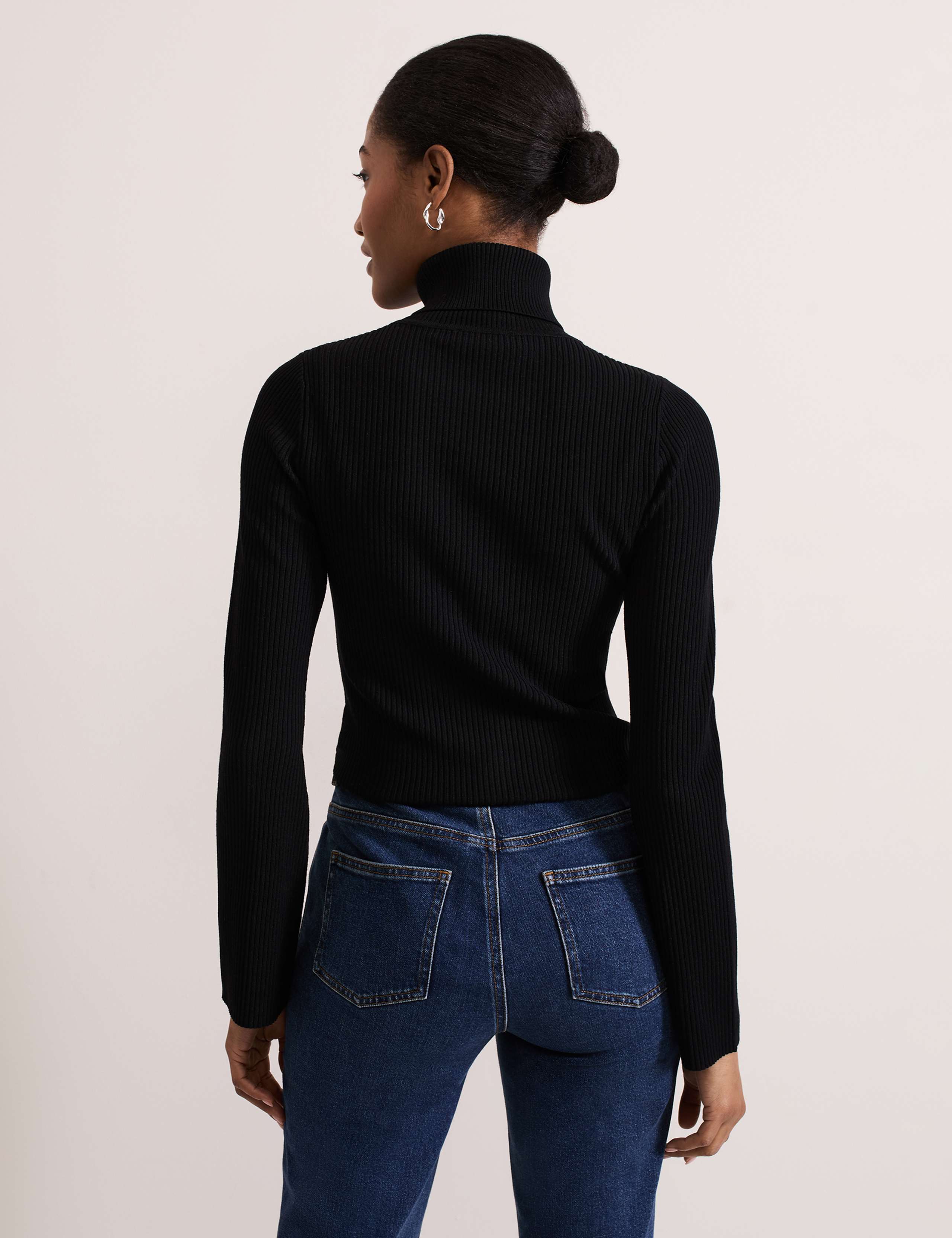 Ribbed Roll Neck Fluted Sleeve Jumper 3 of 8