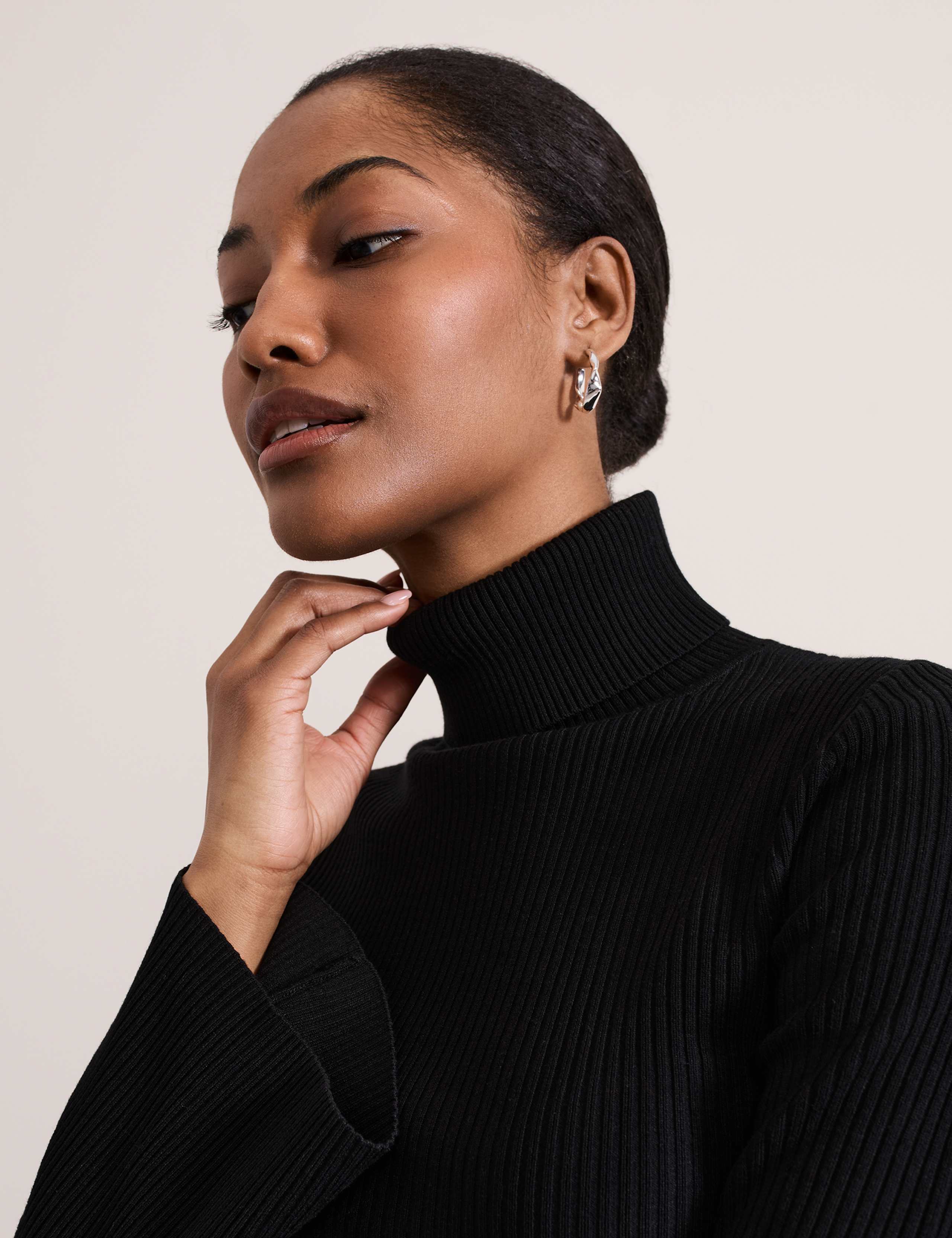 Ribbed Roll Neck Fluted Sleeve Jumper 5 of 8