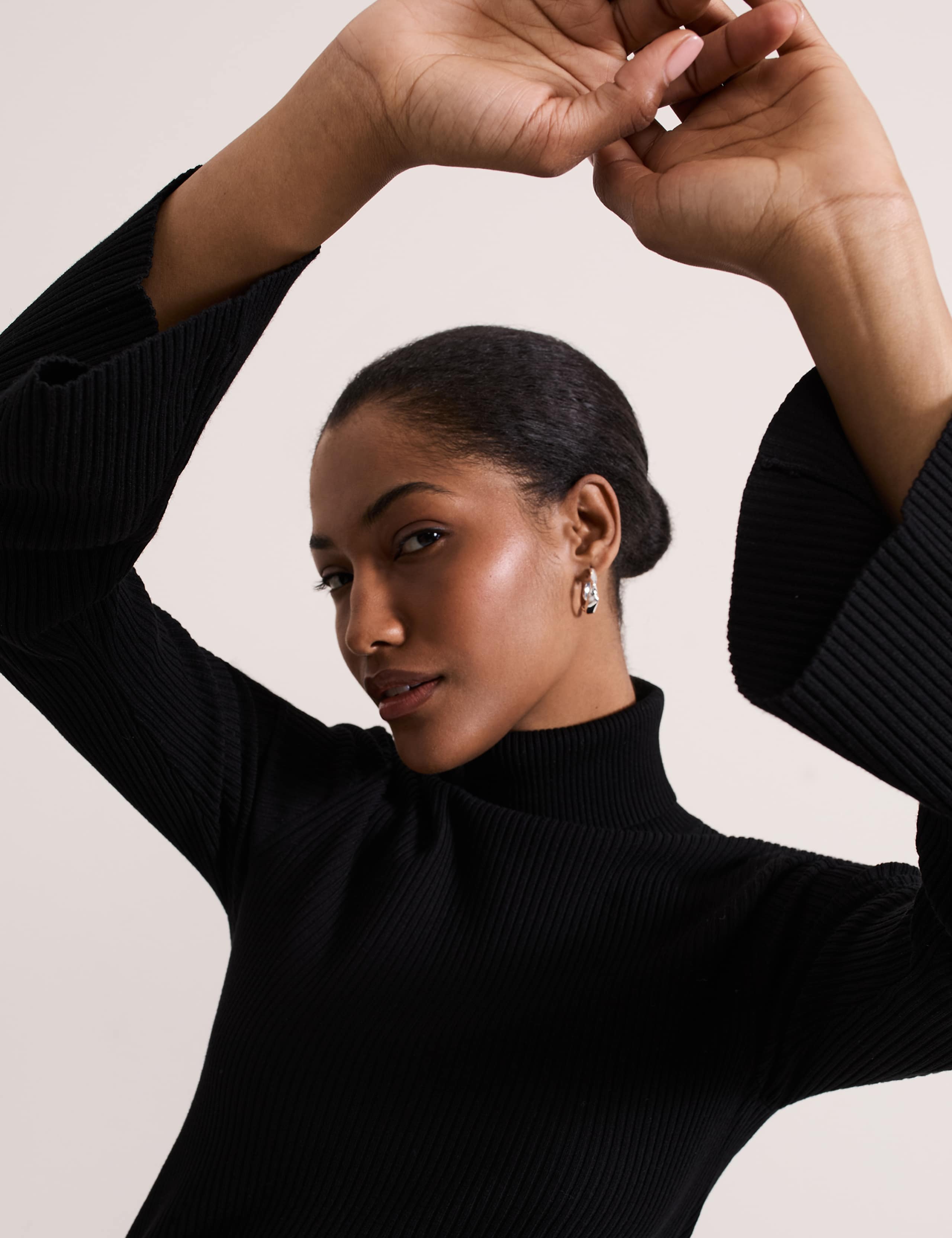 Ribbed Roll Neck Fluted Sleeve Jumper 6 of 8