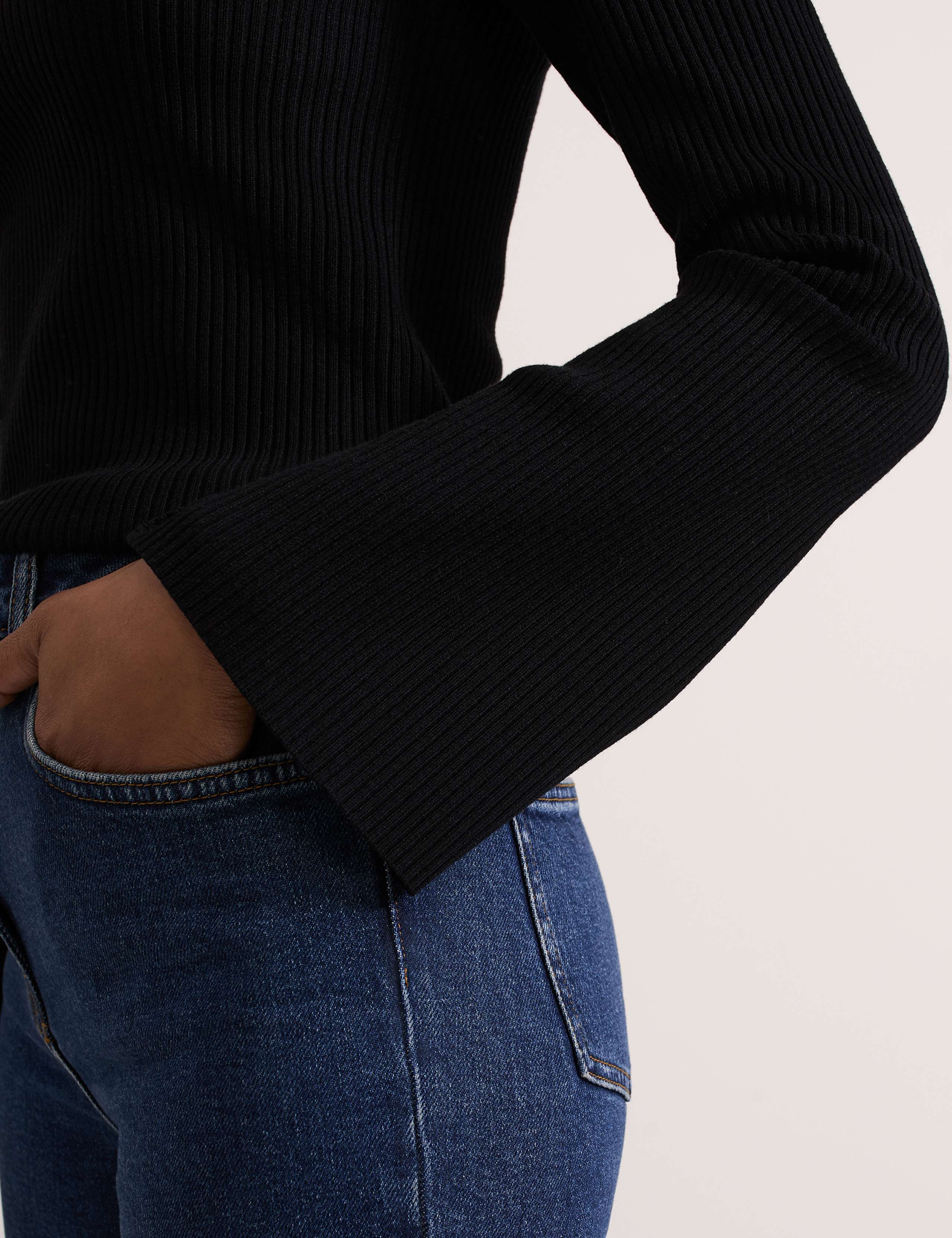 Ribbed Roll Neck Fluted Sleeve Jumper 7 of 8