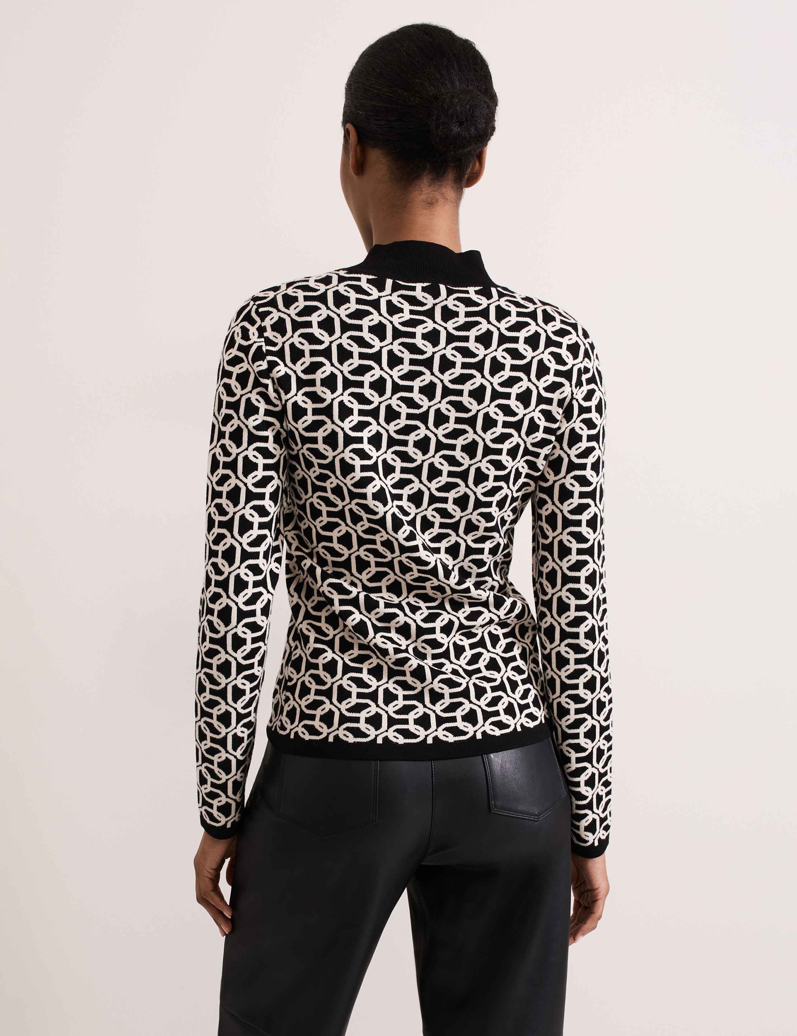 Jacquard Funnel Neck Chain Jumper 3 of 8