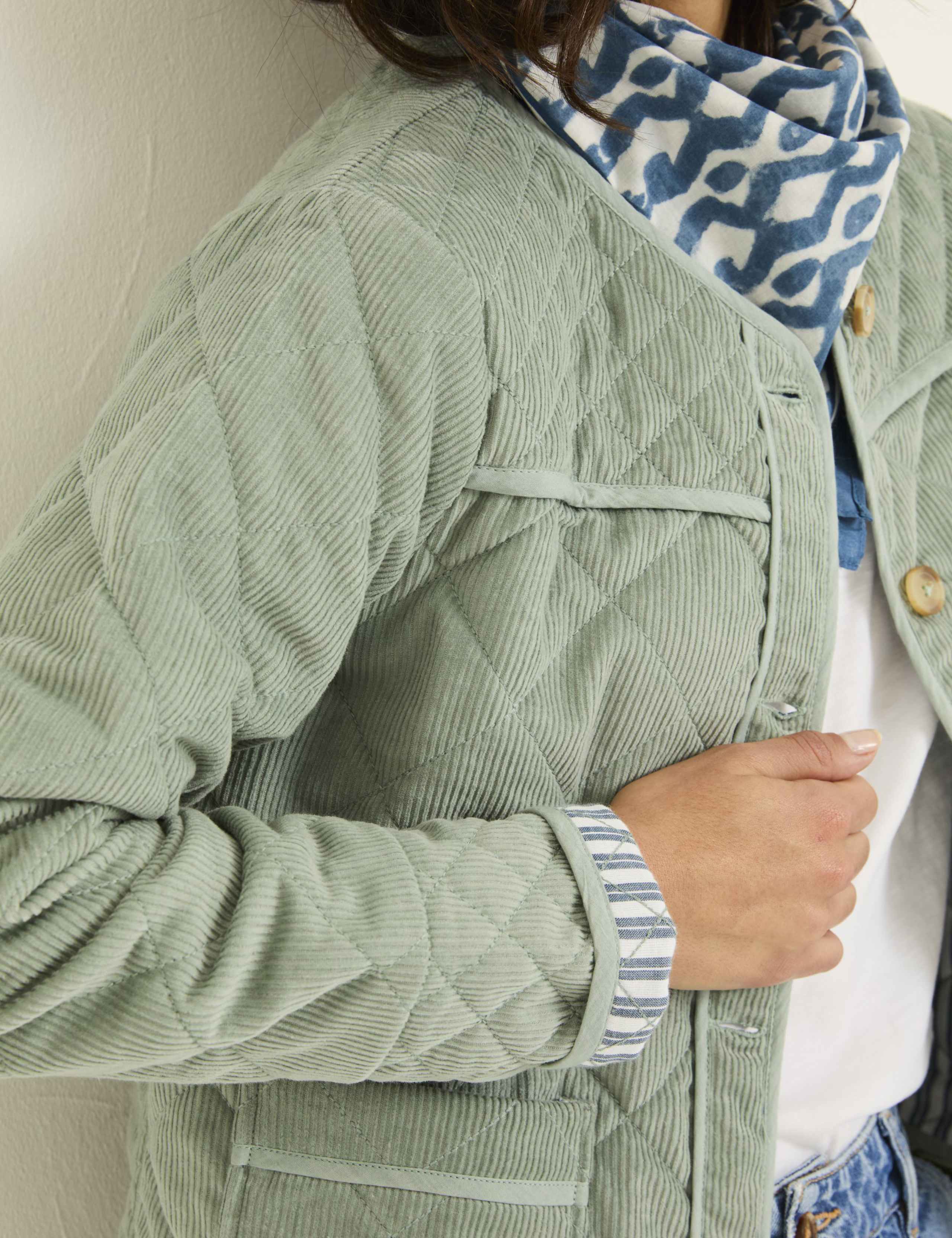 Pure Cotton Cord Quilted Bomber Jacket 5 of 5