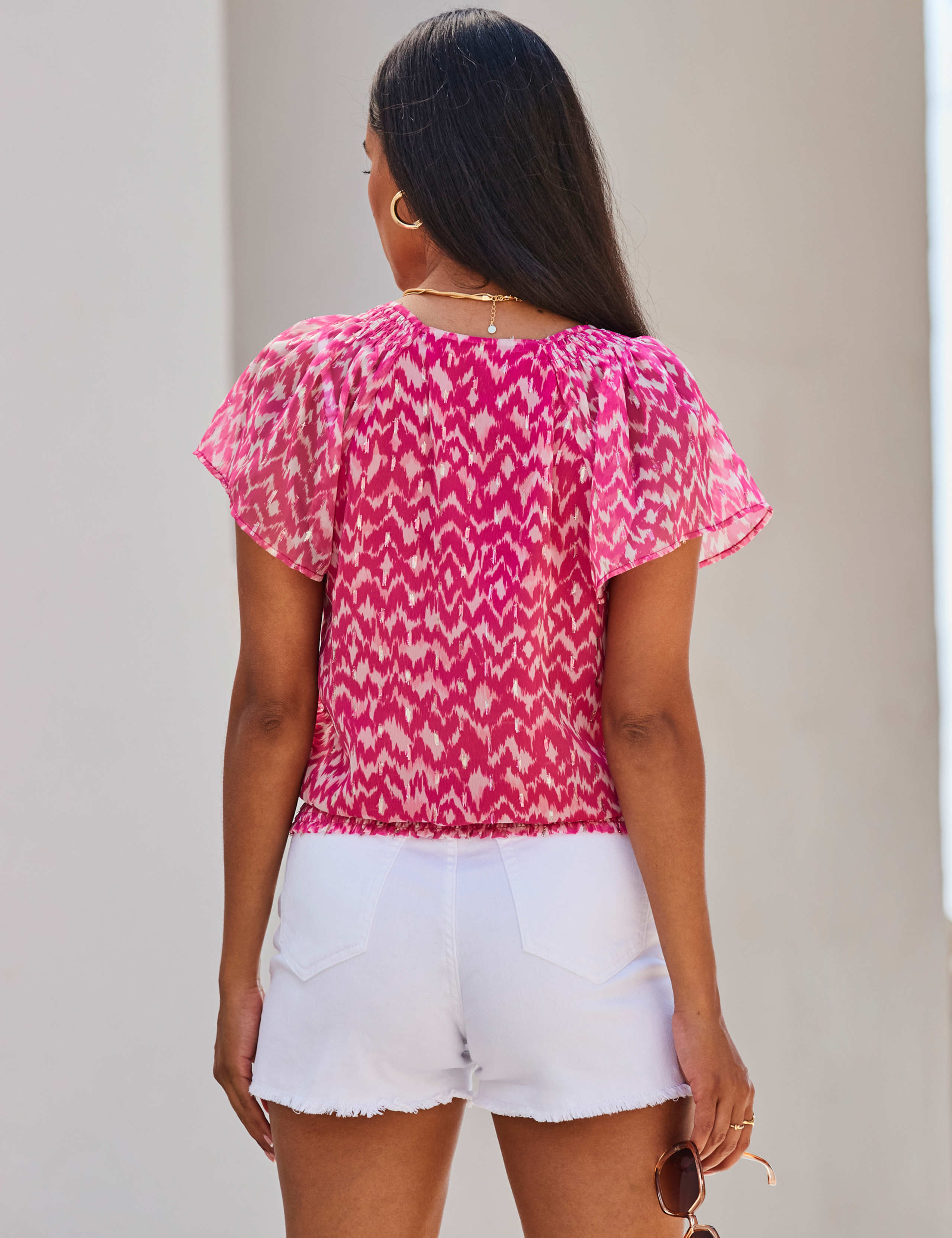 Printed V-Neck Wrap Top 4 of 6