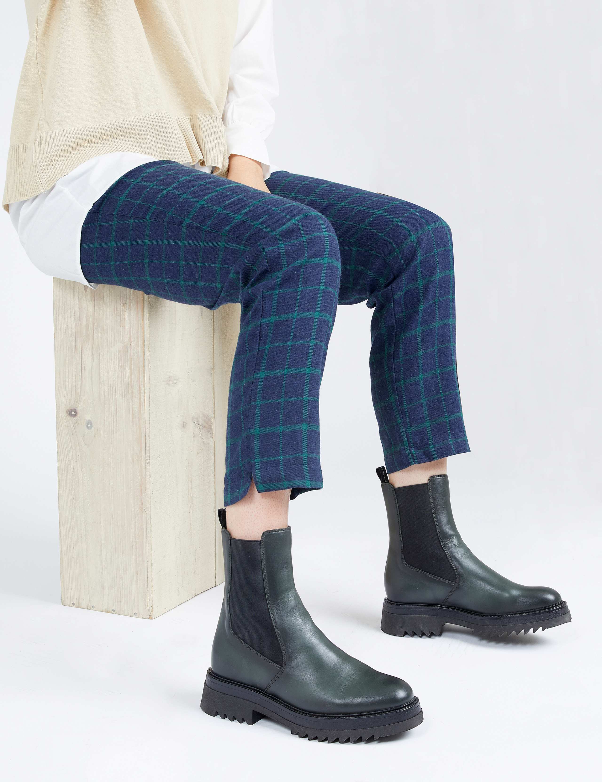 Leather Chelsea Block Heel Ankle Boots 1 of 7