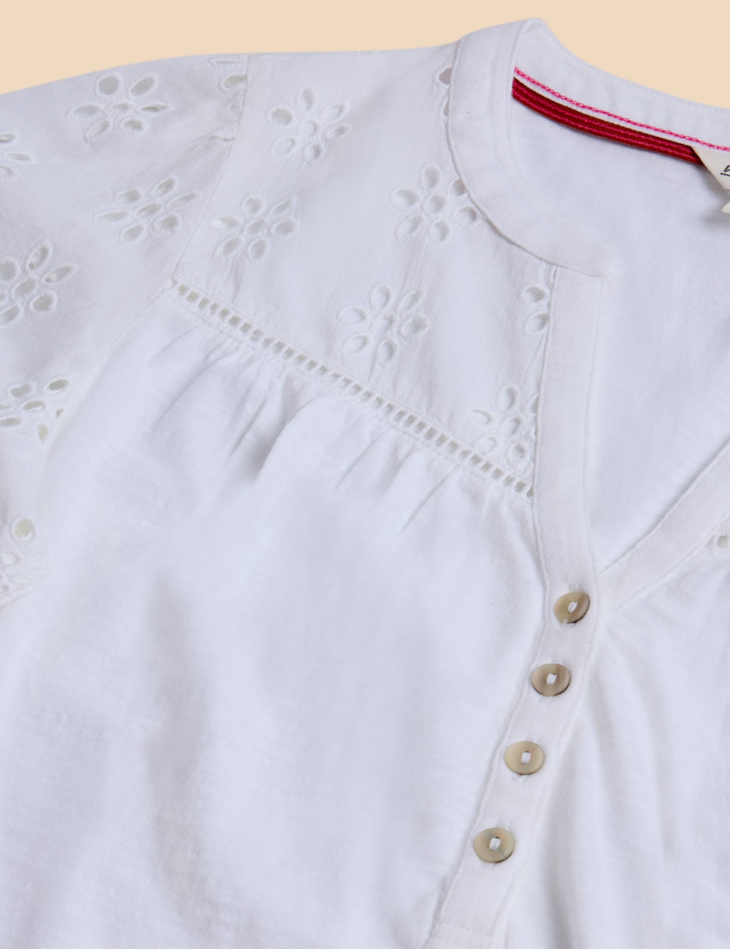 Pure Cotton Broderie Detail T-Shirt 5 of 5