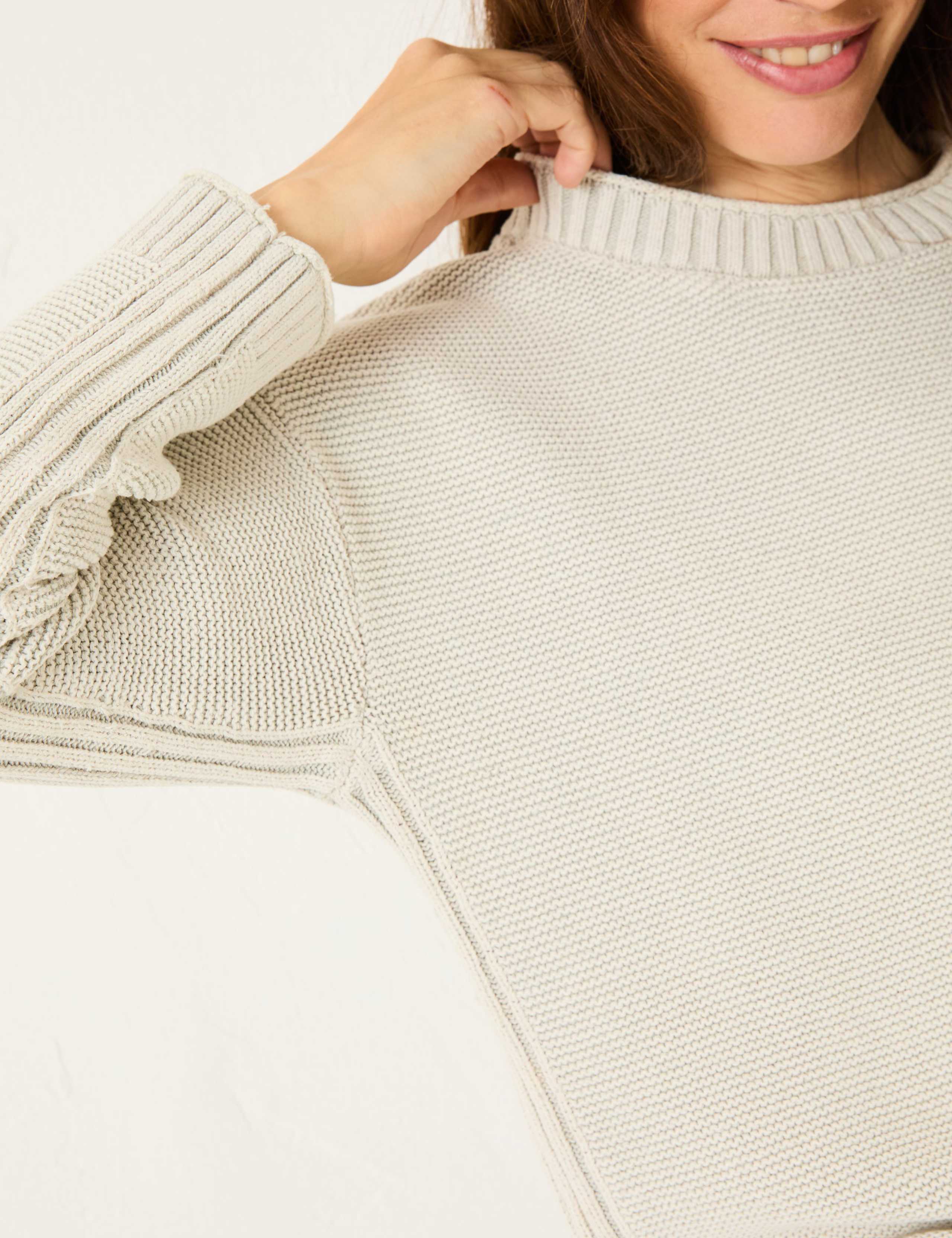 Pure Cotton Textured Crew Neck Jumper 5 of 5
