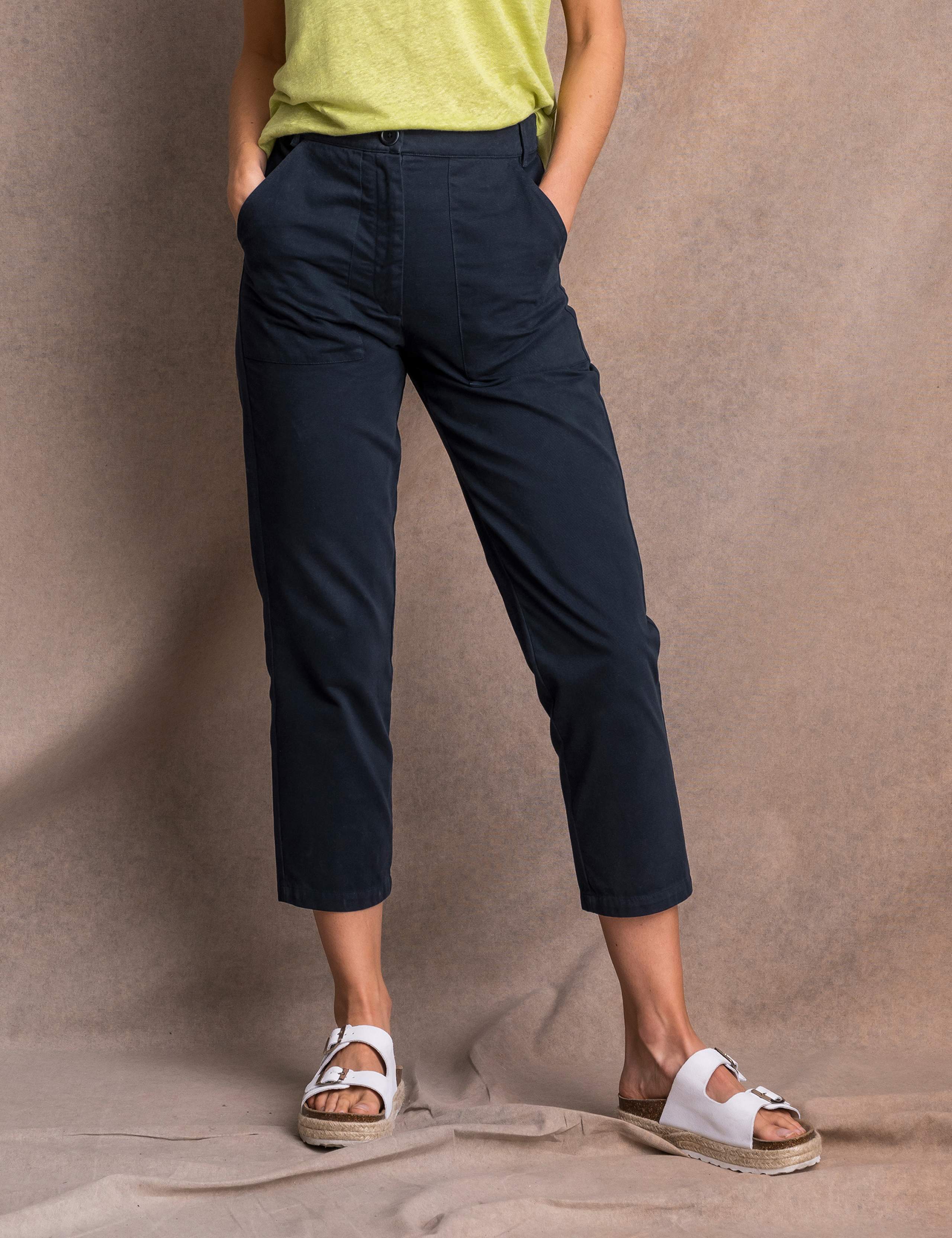 Pure Cotton Slim Fit Cropped Trousers 1 of 6