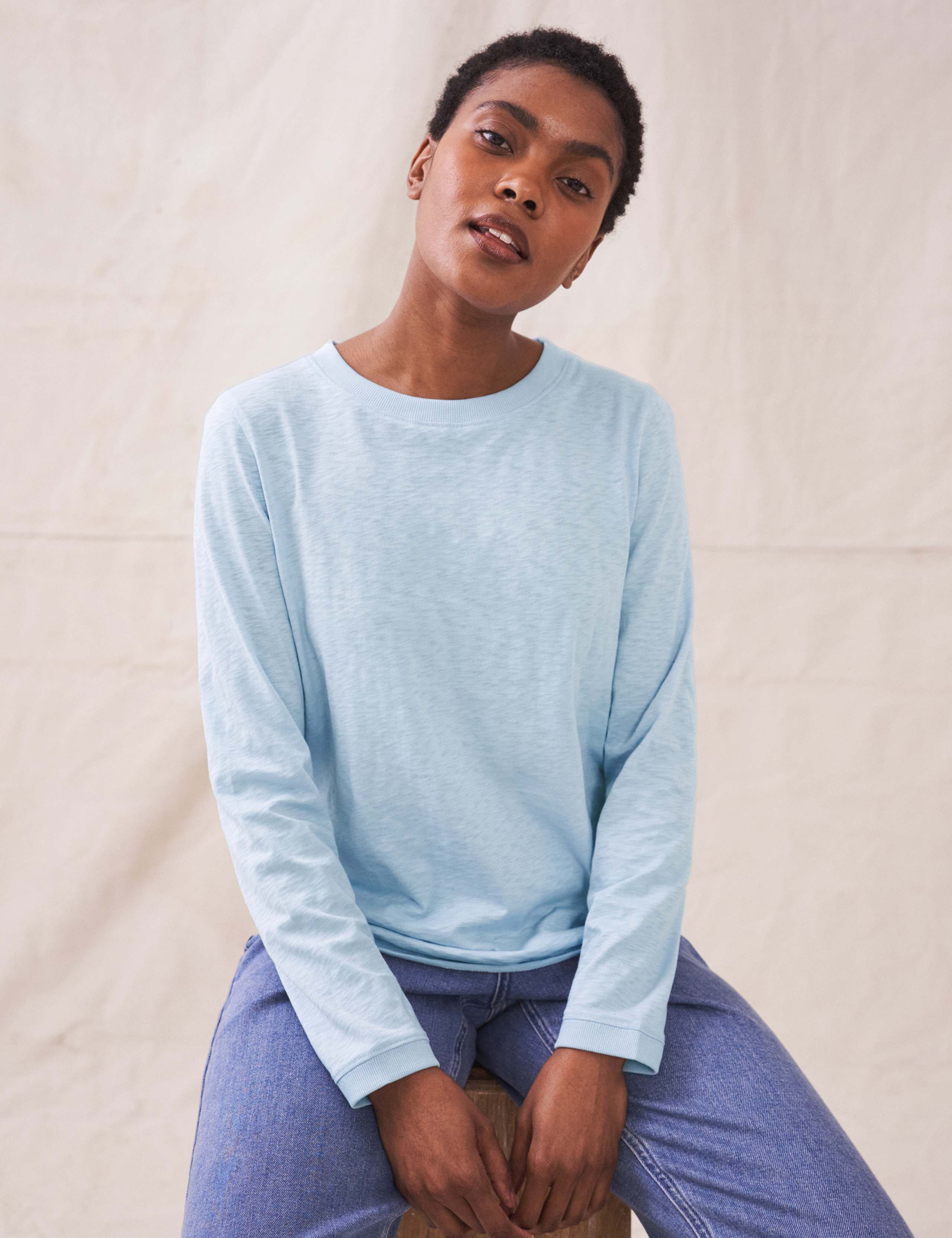 Pure Cotton Crew Neck Long Sleeve Top 1 of 4