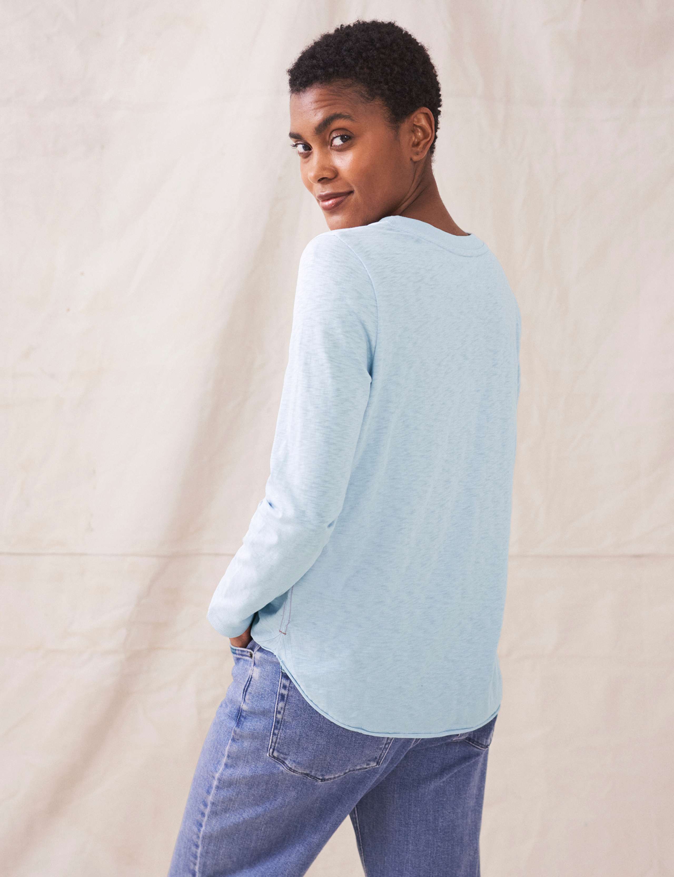 Pure Cotton Crew Neck Long Sleeve Top 2 of 4