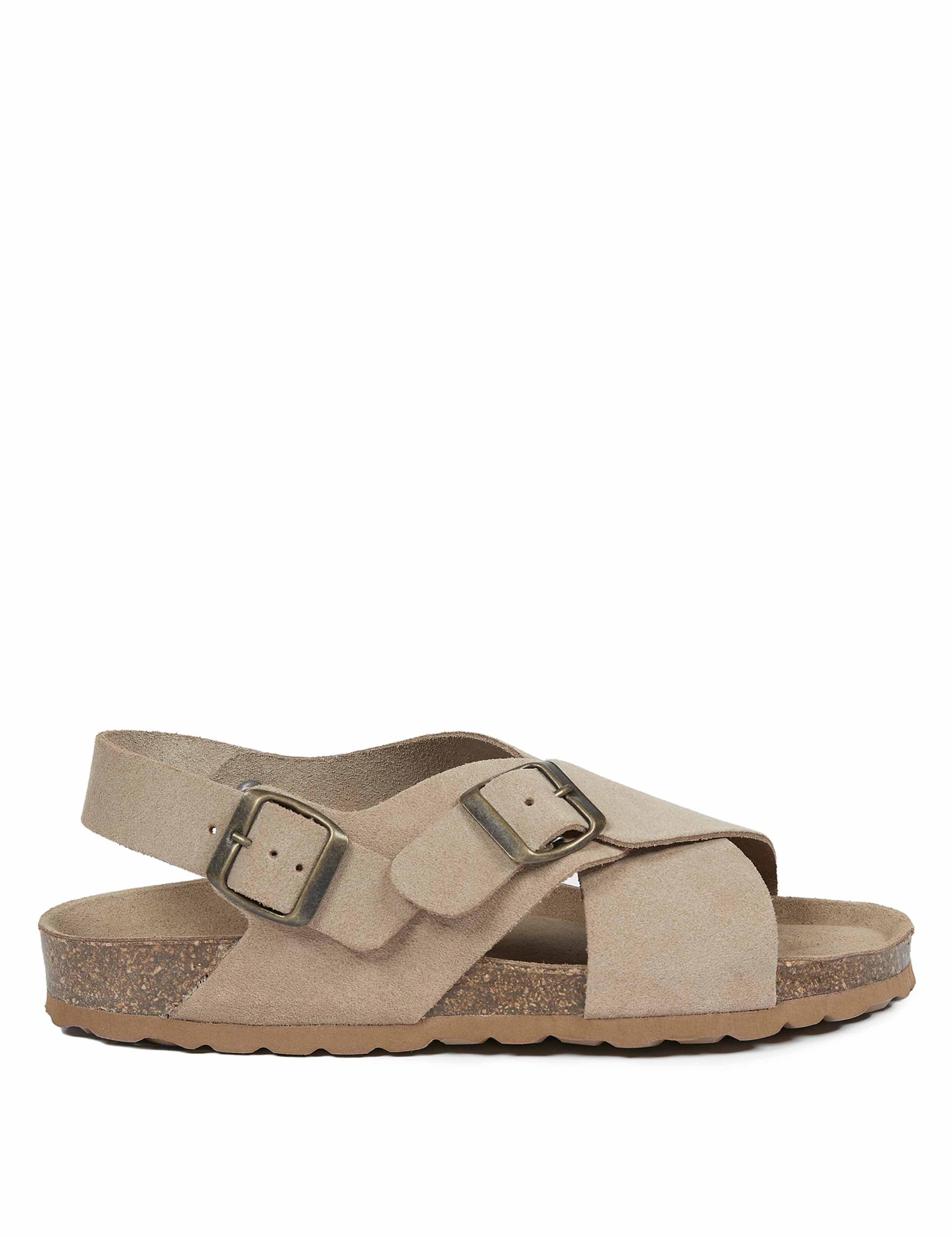 Leather Buckle Crossover Flat Sandals 2 of 5