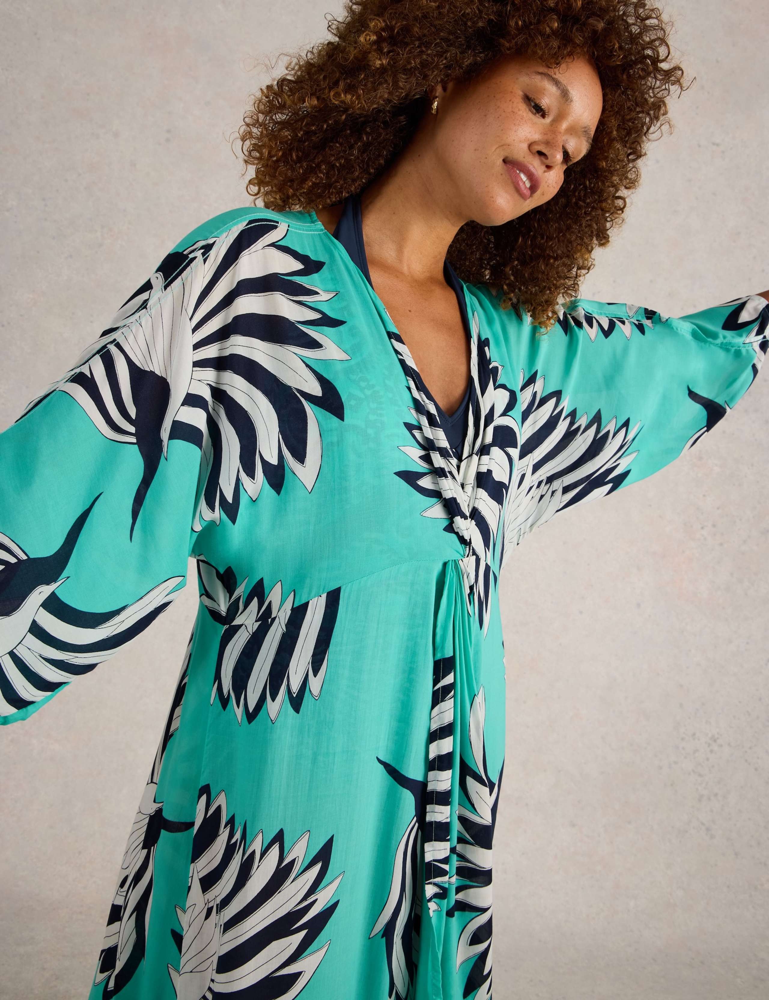 Printed V-Neck Midaxi Wrap Dress 4 of 6