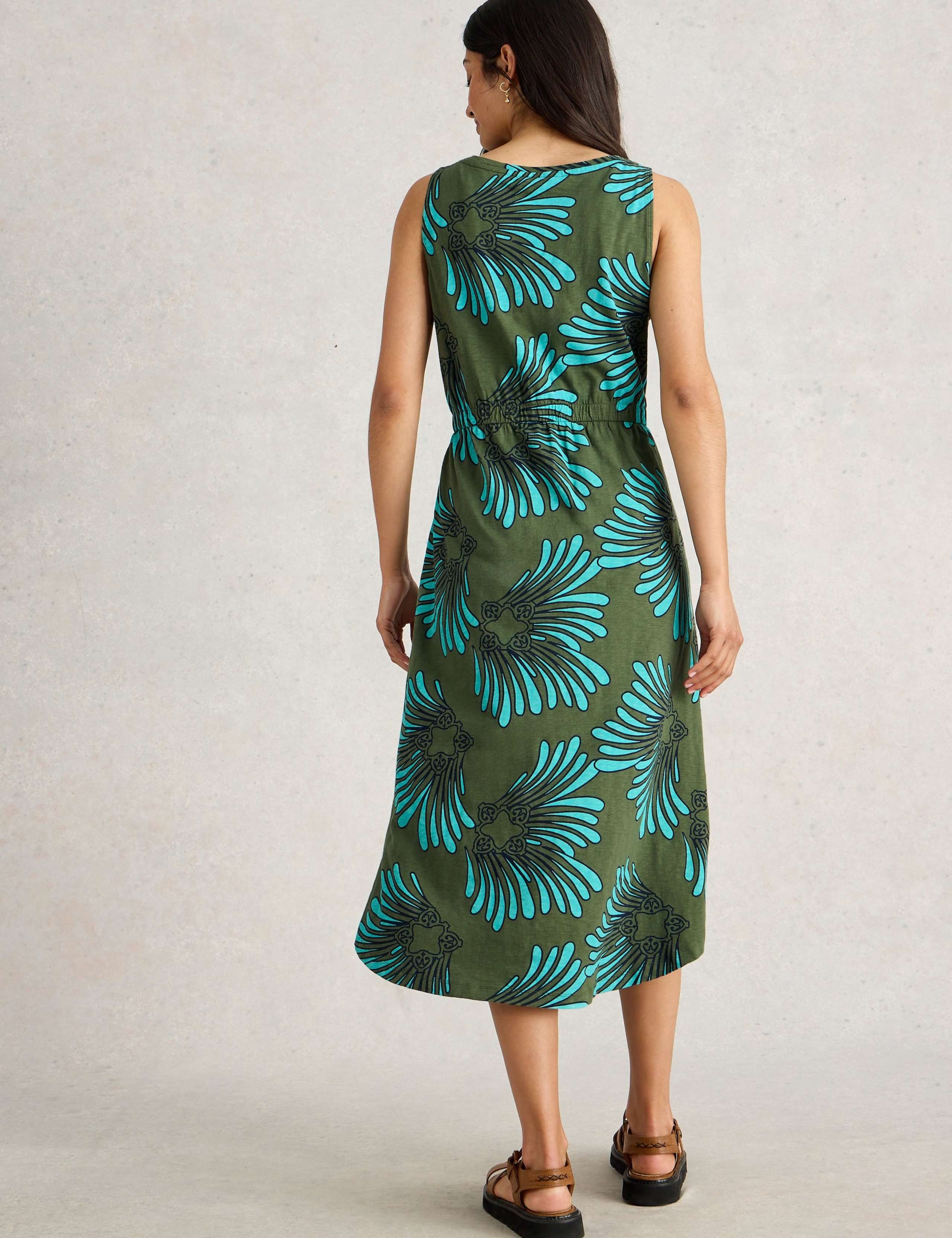Pure Cotton Printed V Neck Midi Beach Dress 3 of 6