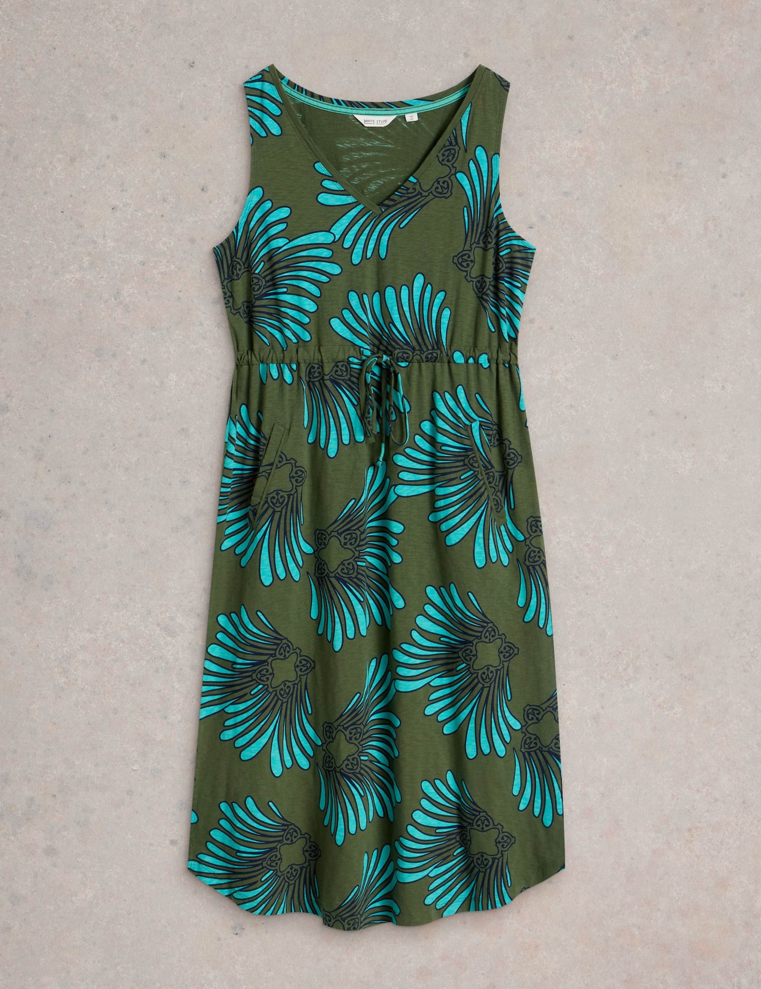 Pure Cotton Printed V Neck Midi Beach Dress 2 of 6