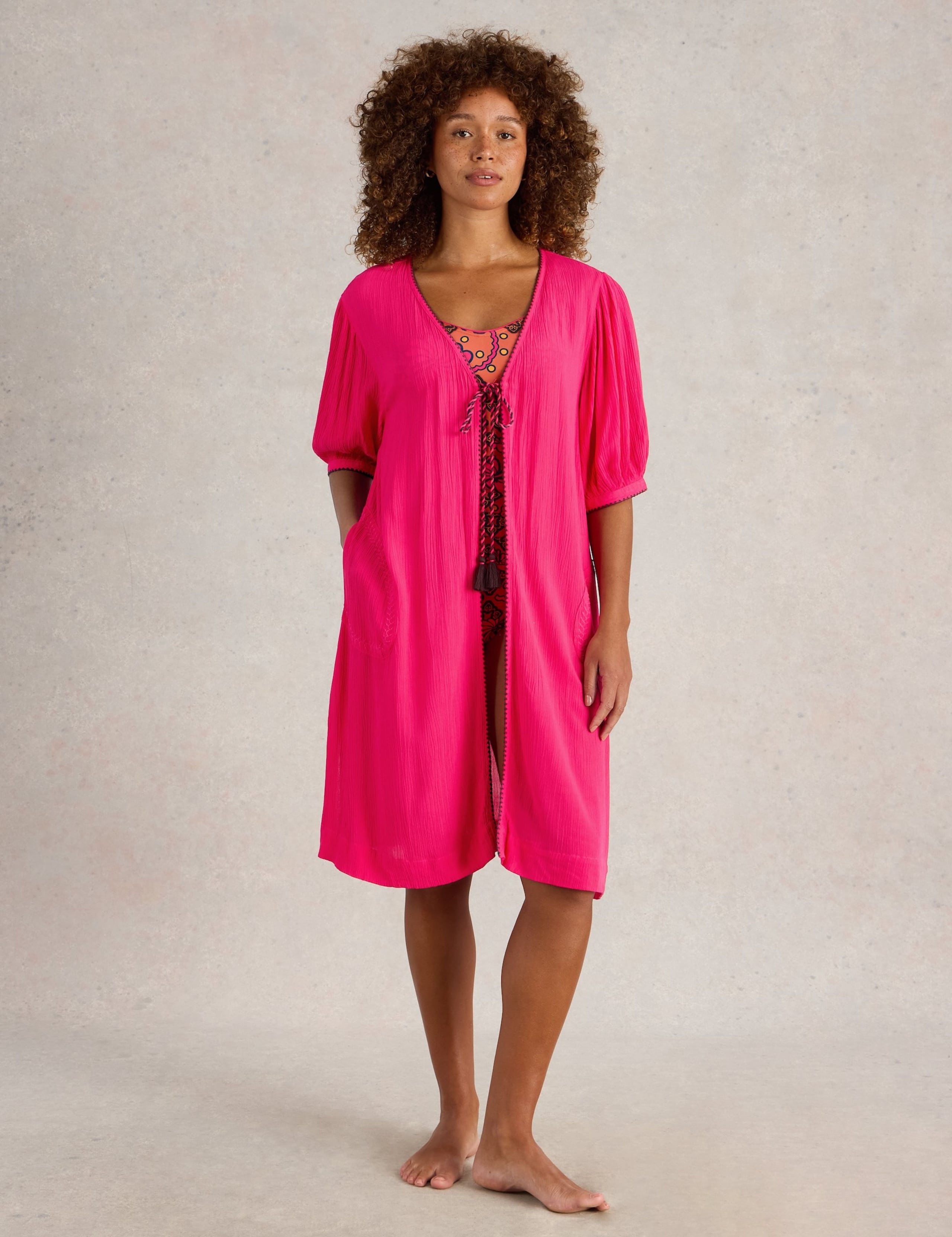 Embroidered Tie Neck Beach Cover Up 3 of 6