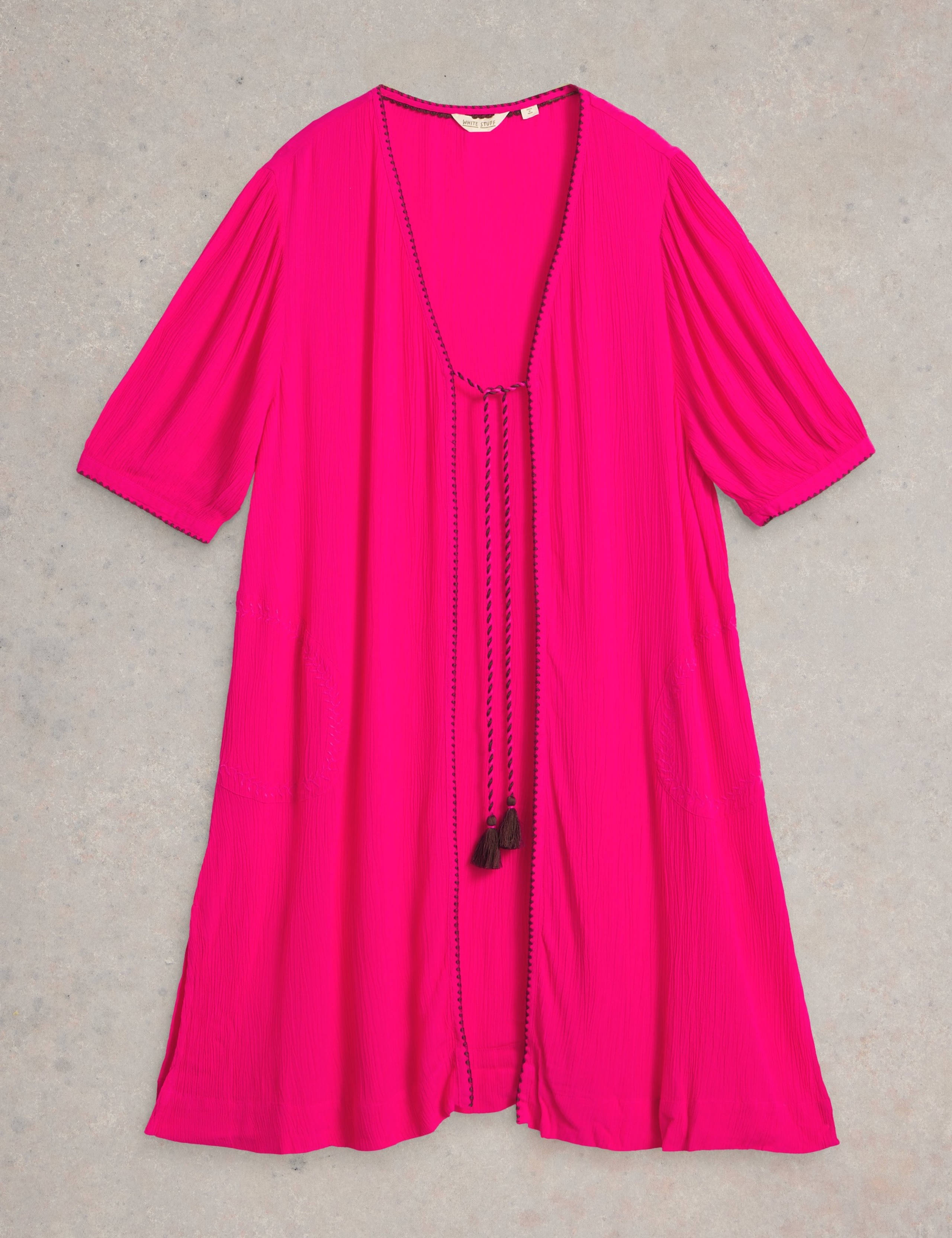 Embroidered Tie Neck Beach Cover Up 2 of 6