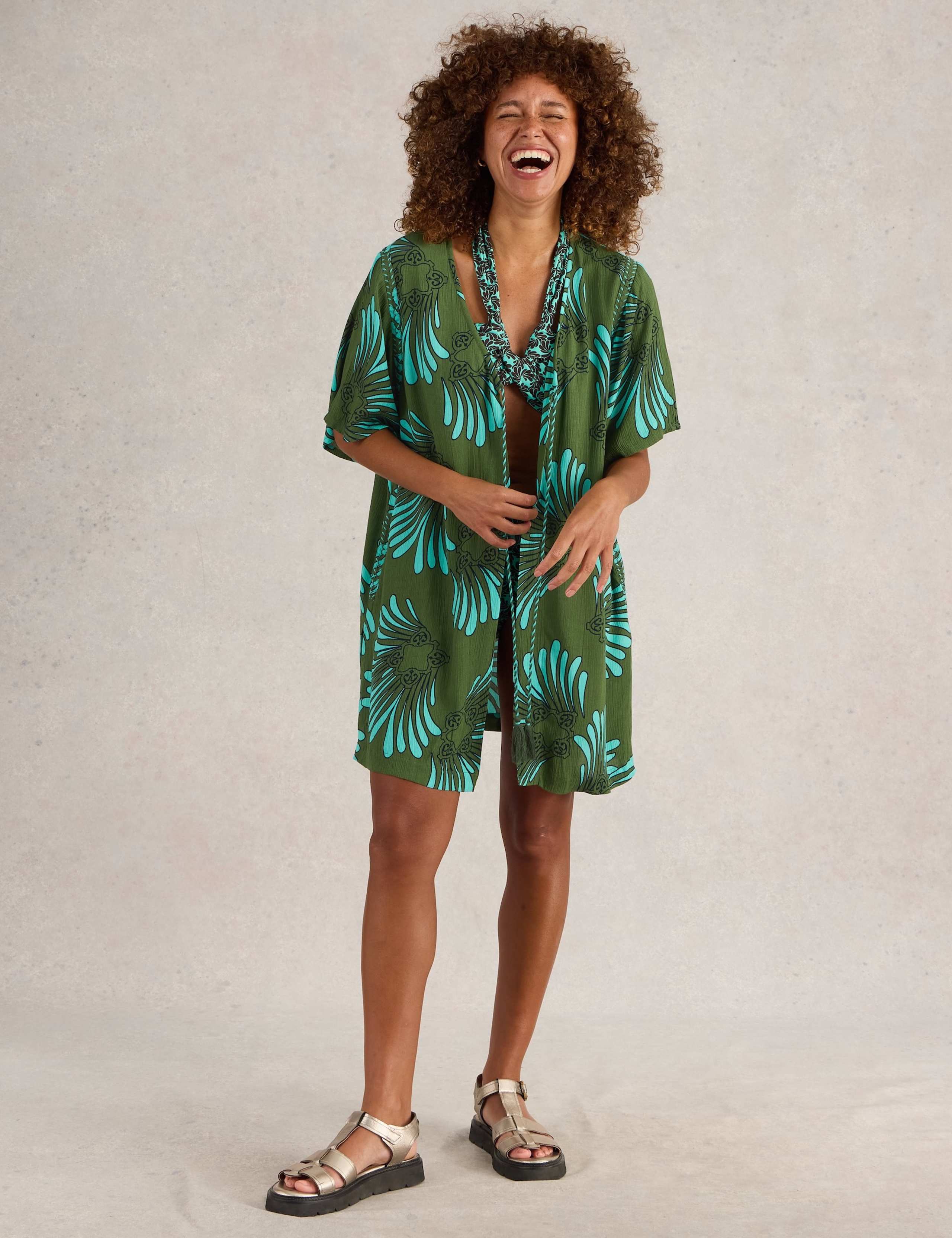 Printed V-Neck Mini Kaftan 3 of 6