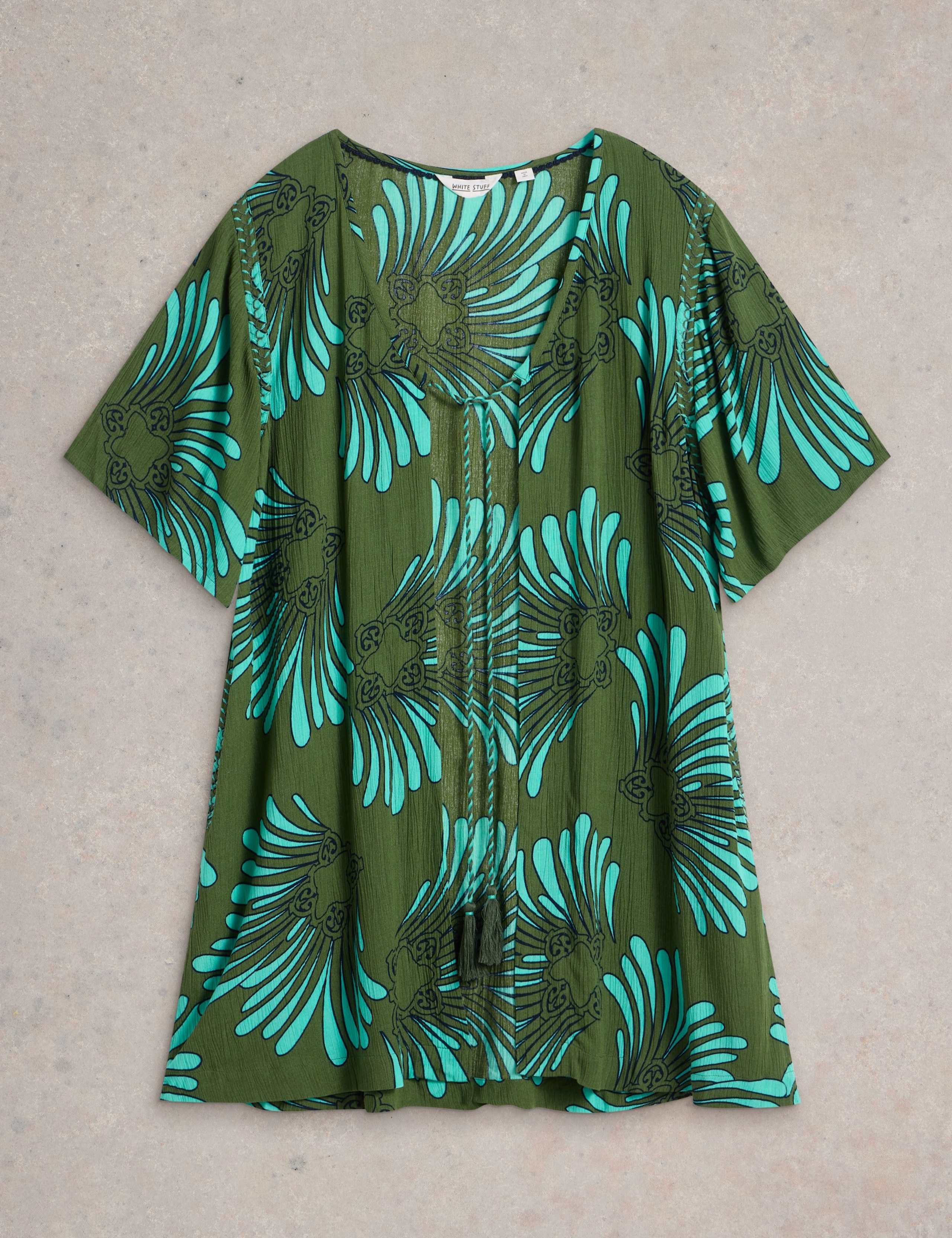Printed V-Neck Mini Kaftan 2 of 6
