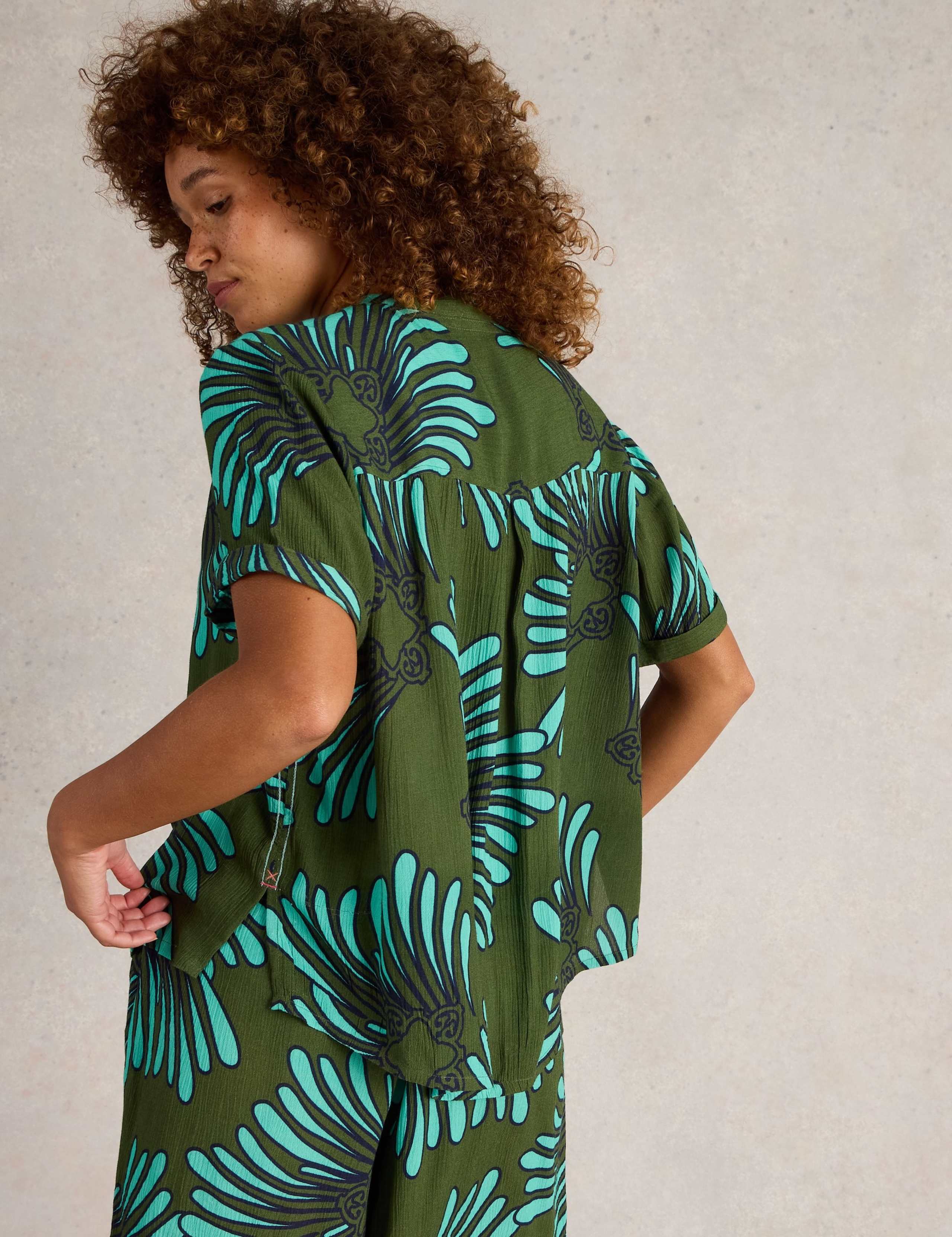 Printed Notch Neck Beach Shirt 4 of 6