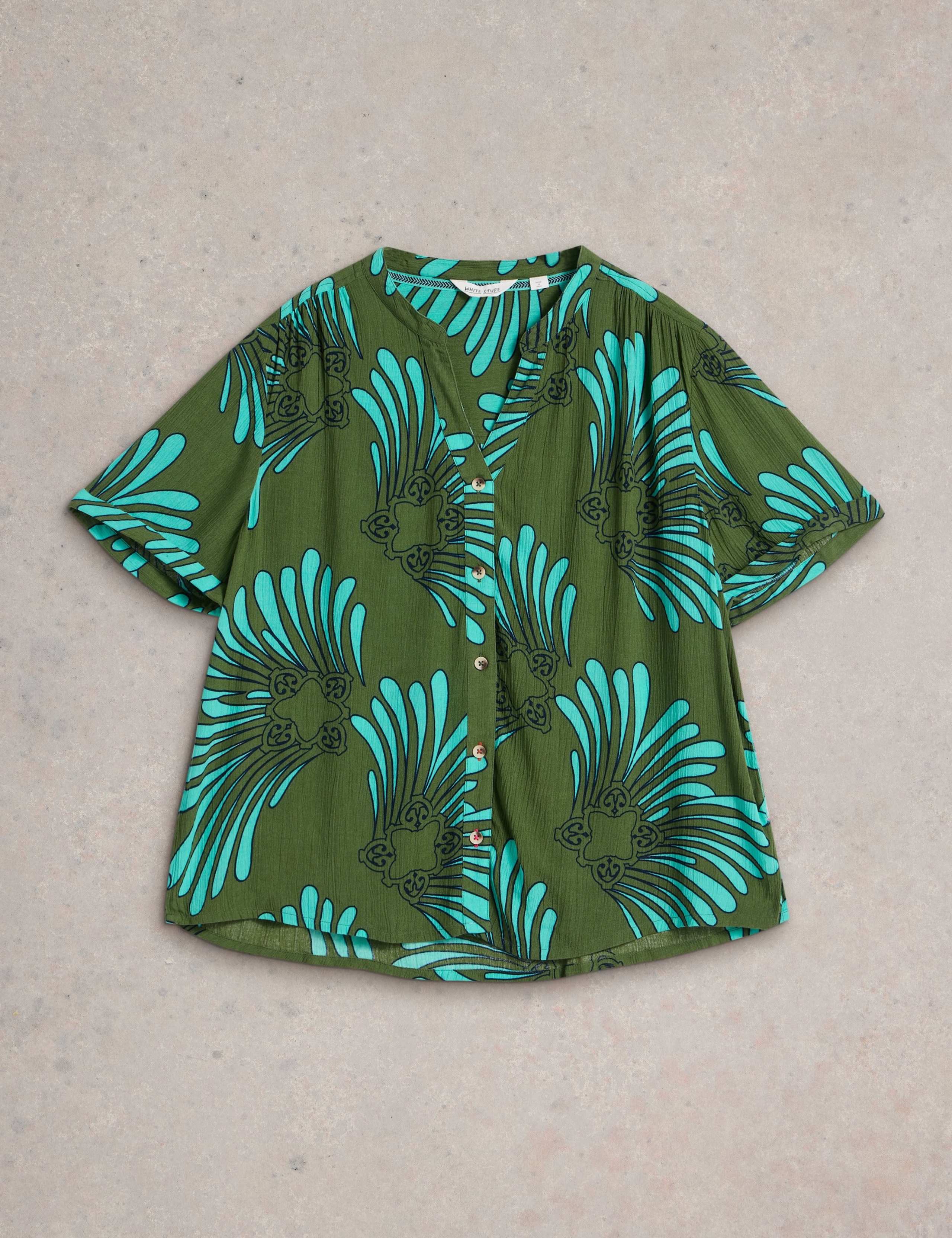 Printed Notch Neck Beach Shirt 2 of 6