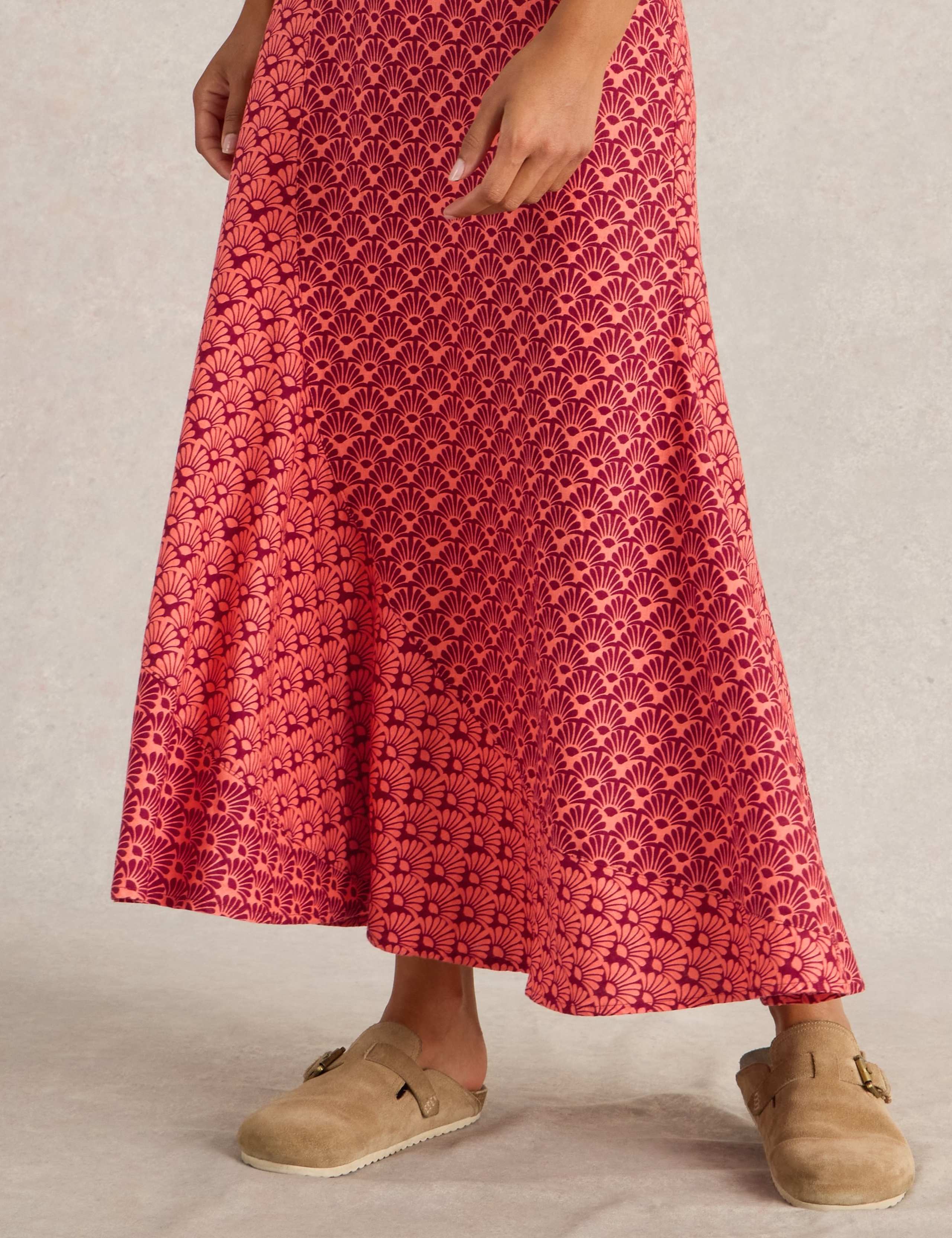 Linen Rich Printed Maxi A-Line Skirt 5 of 6