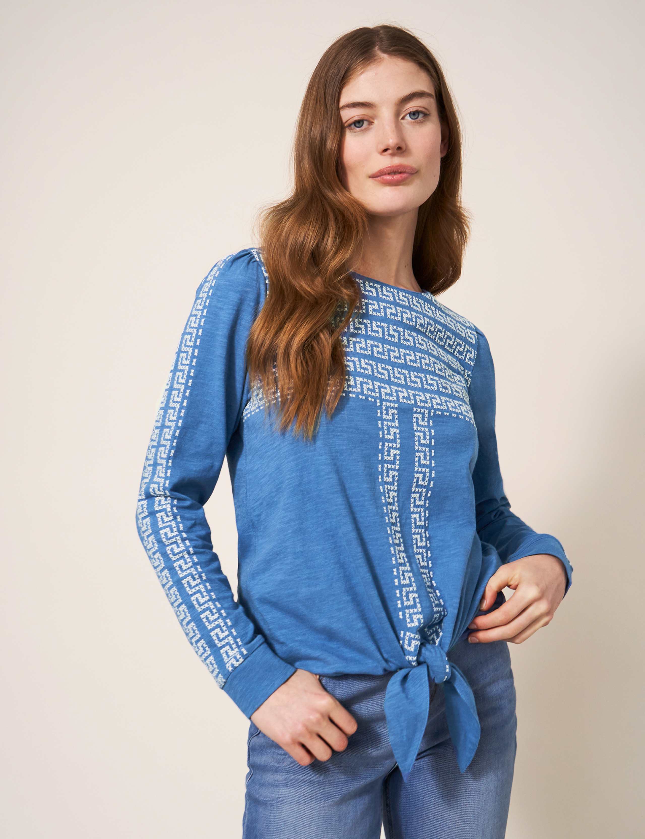 Washed Stretch Cotton Tie Top