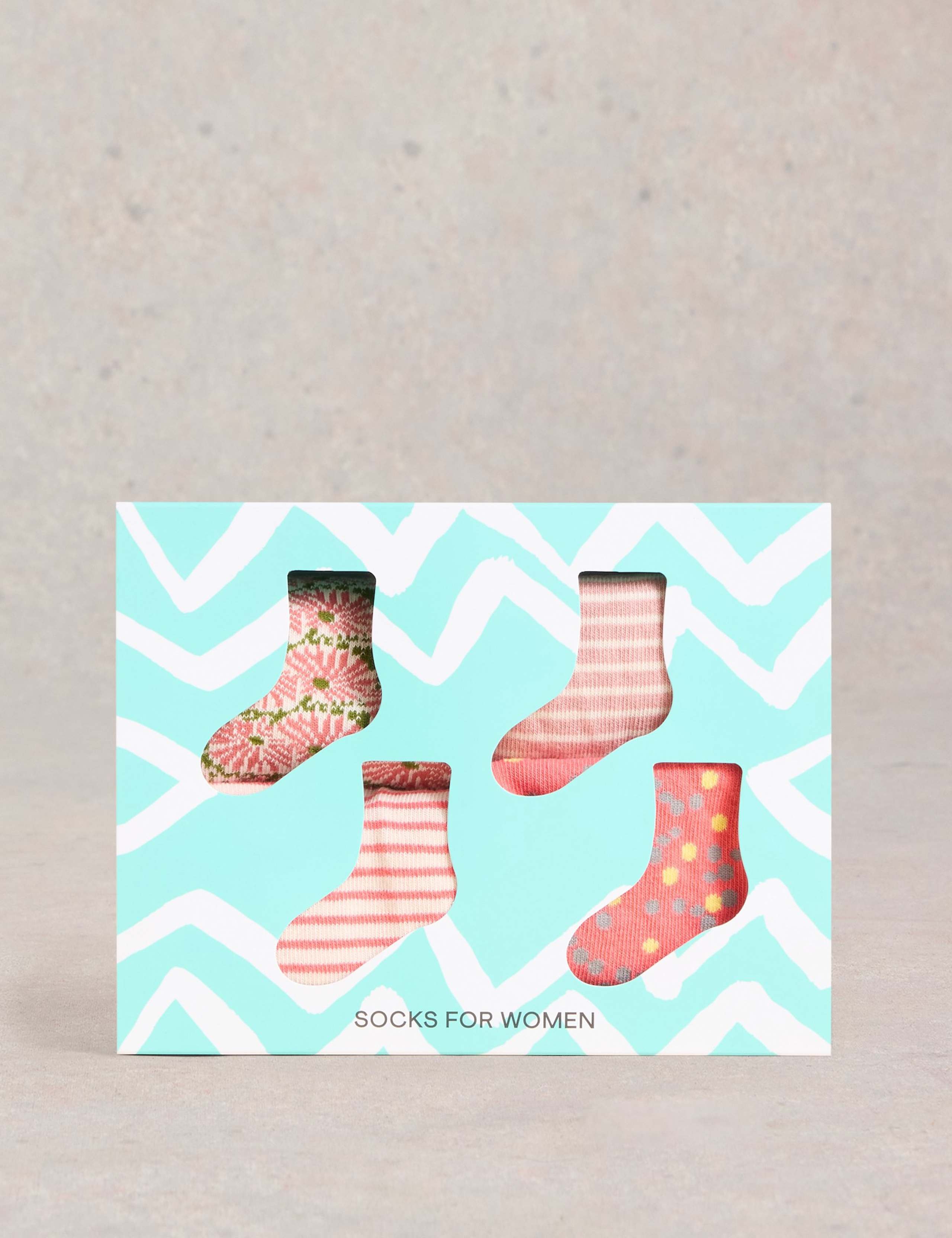 4pk Cotton Rich Patterned Ankle High Socks 2 of 4
