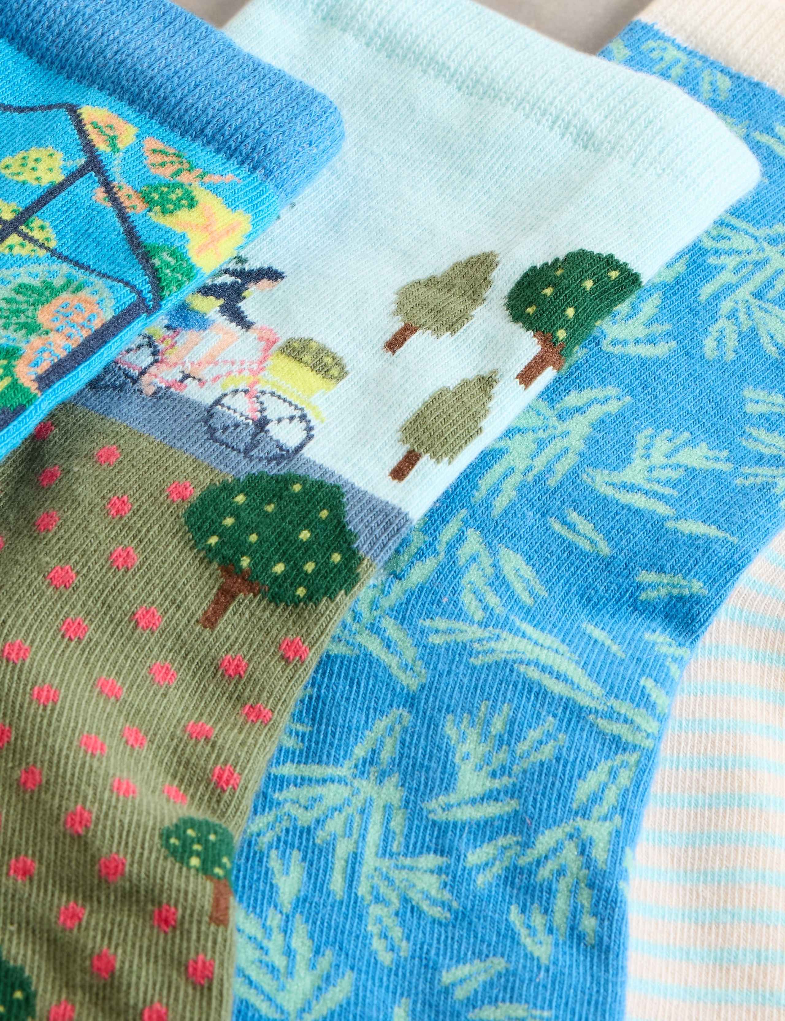 4pk Cotton Rich Patterned Ankle High Socks 4 of 4