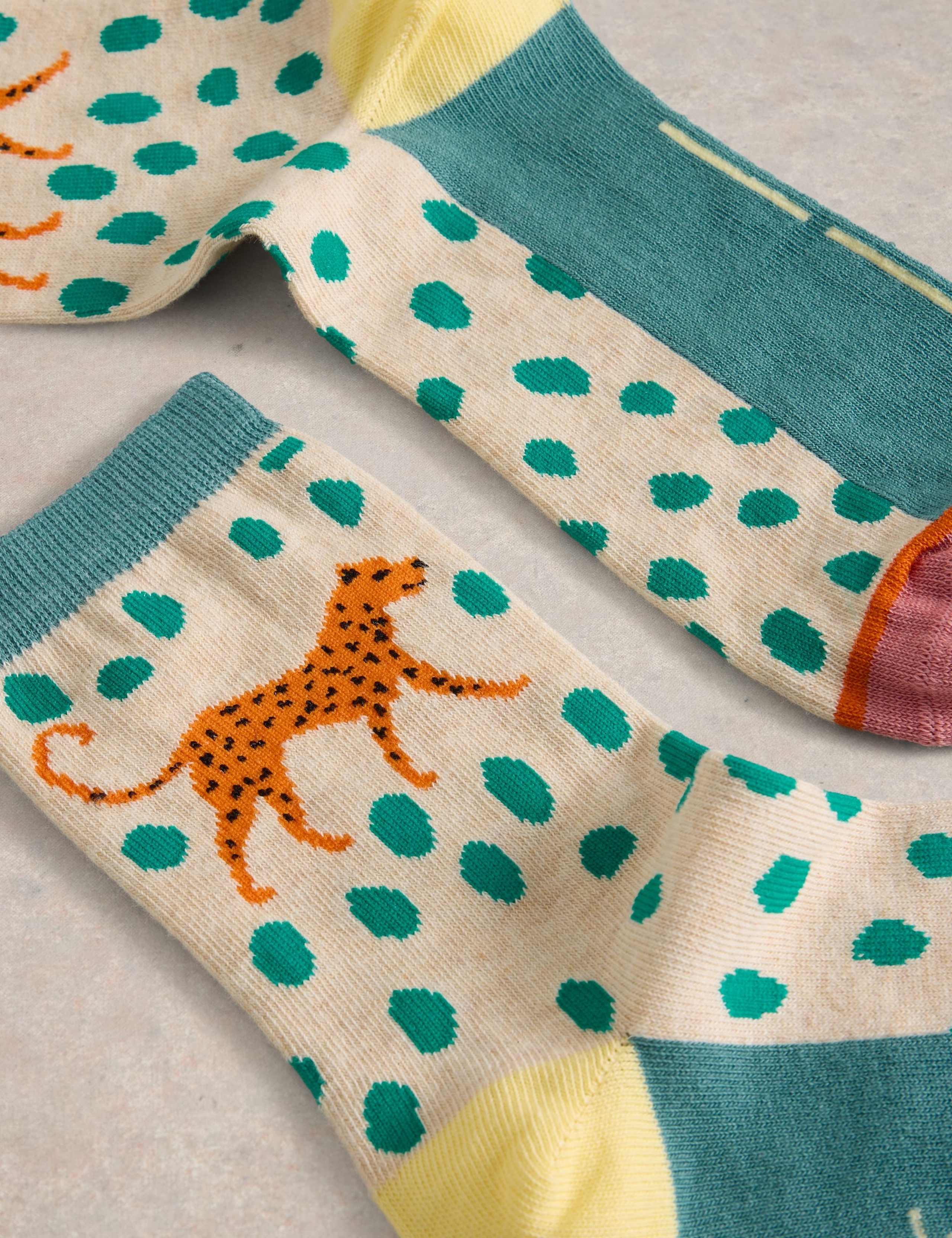 Cotton Rich Leopard Ankle High Socks 2 of 2