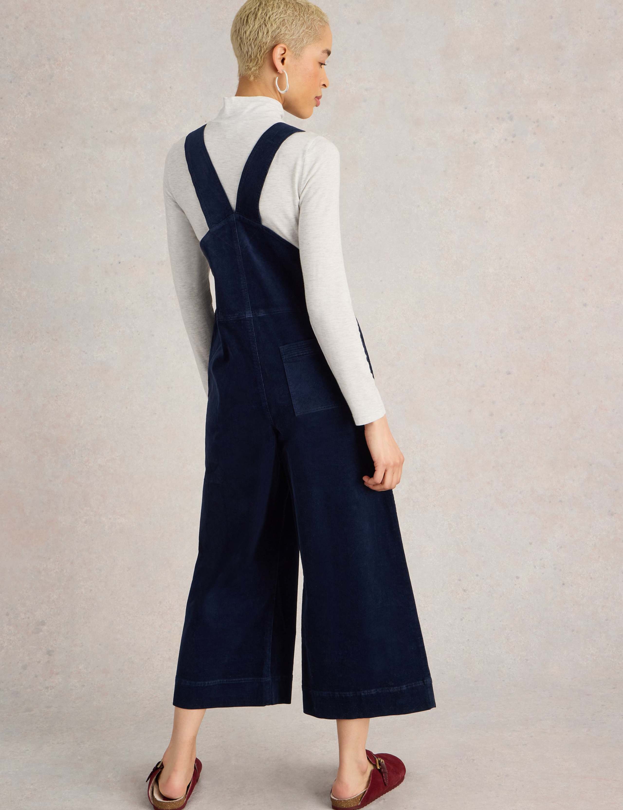 Cotton Rich Cord Cropped Relaxed Dungarees 4 of 6