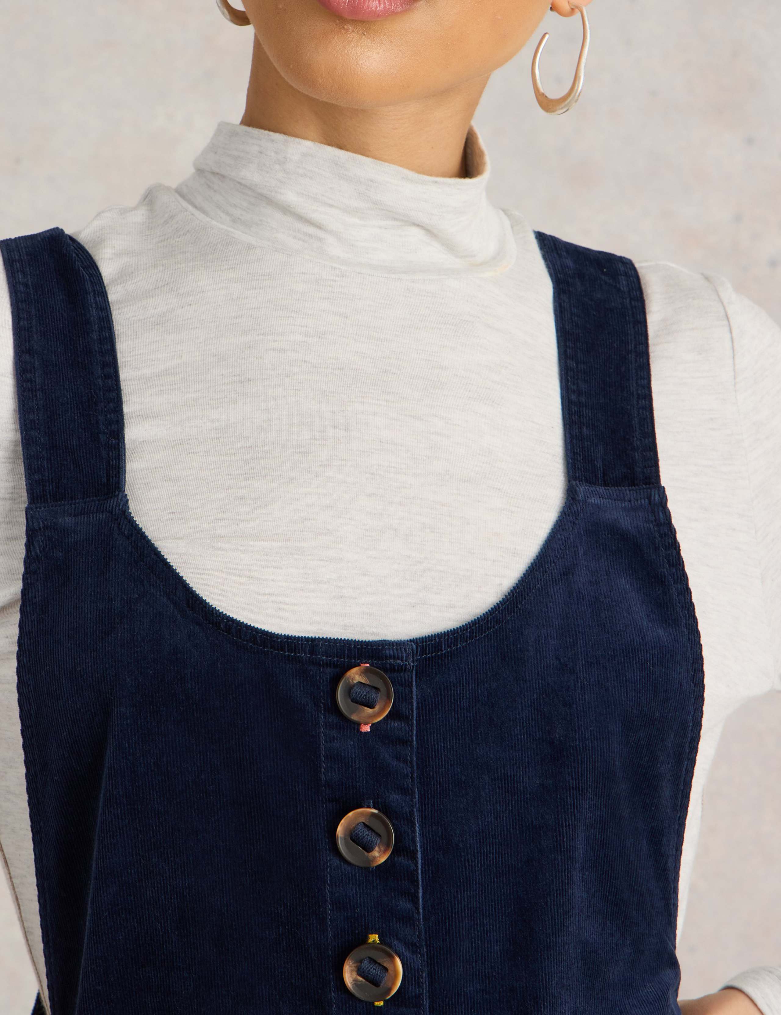 Cotton Rich Cord Cropped Relaxed Dungarees 5 of 6