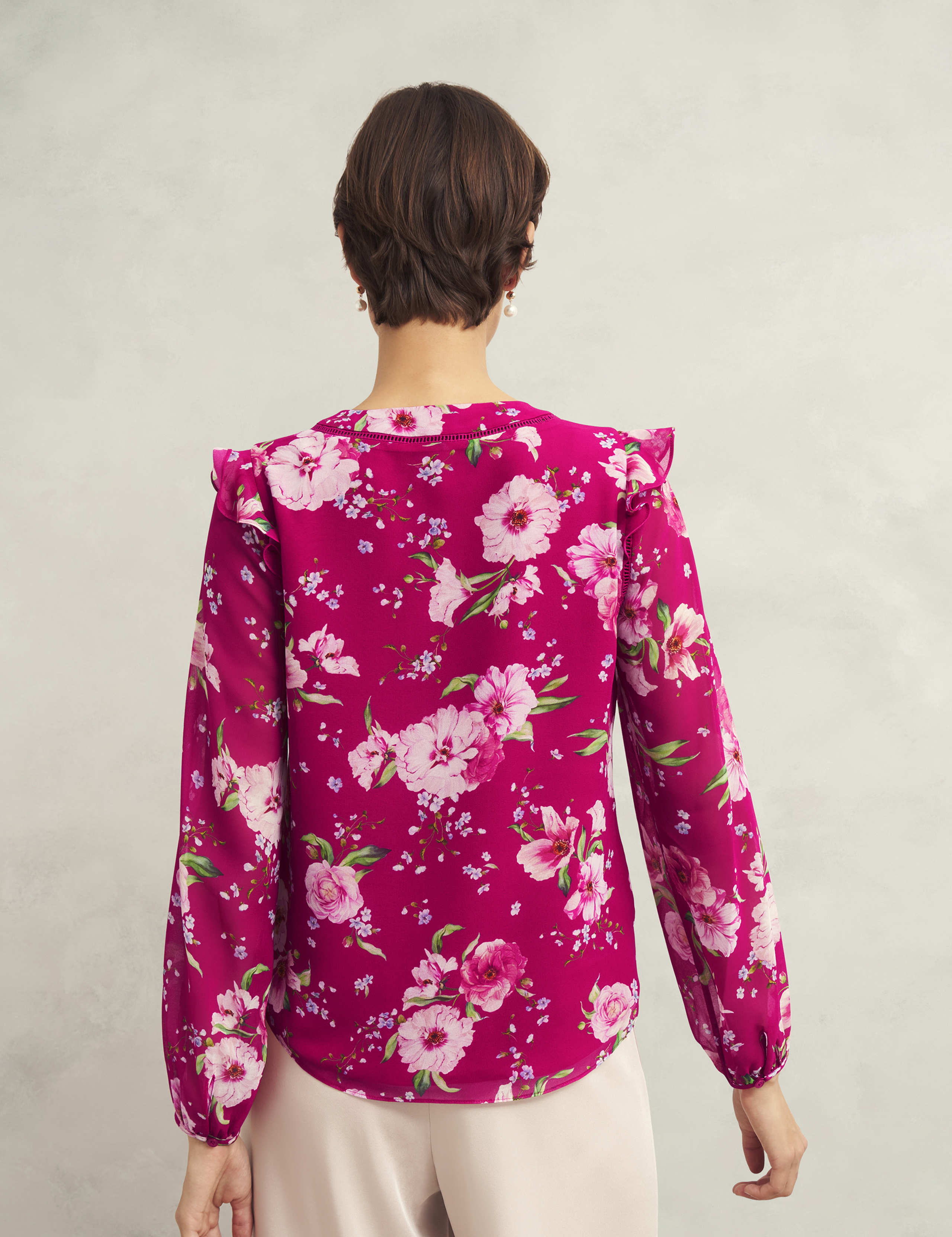 Floral V-Neck Frill Detail Blouse 3 of 7