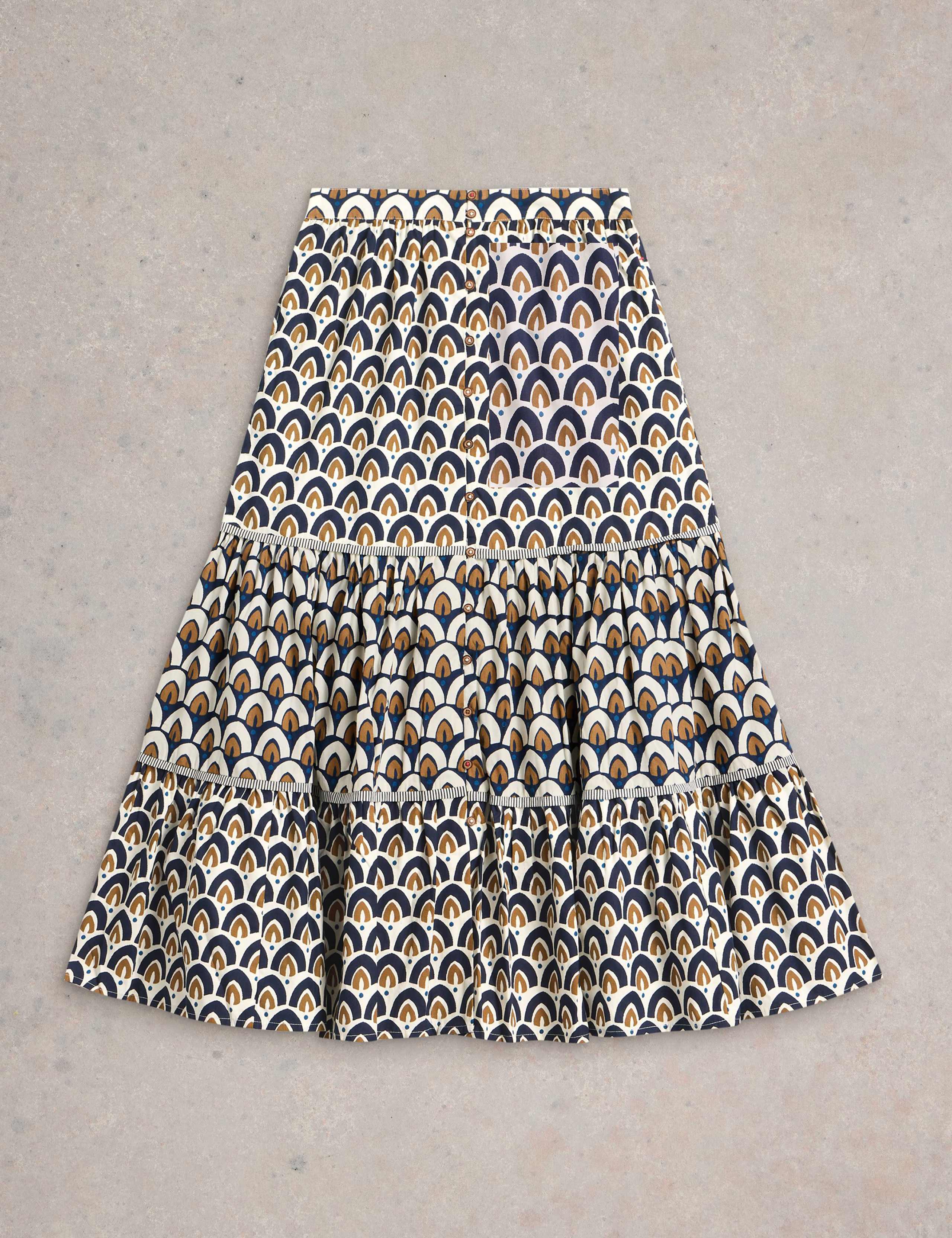 Pure Cotton Printed Midi Tiered Skirt 2 of 6