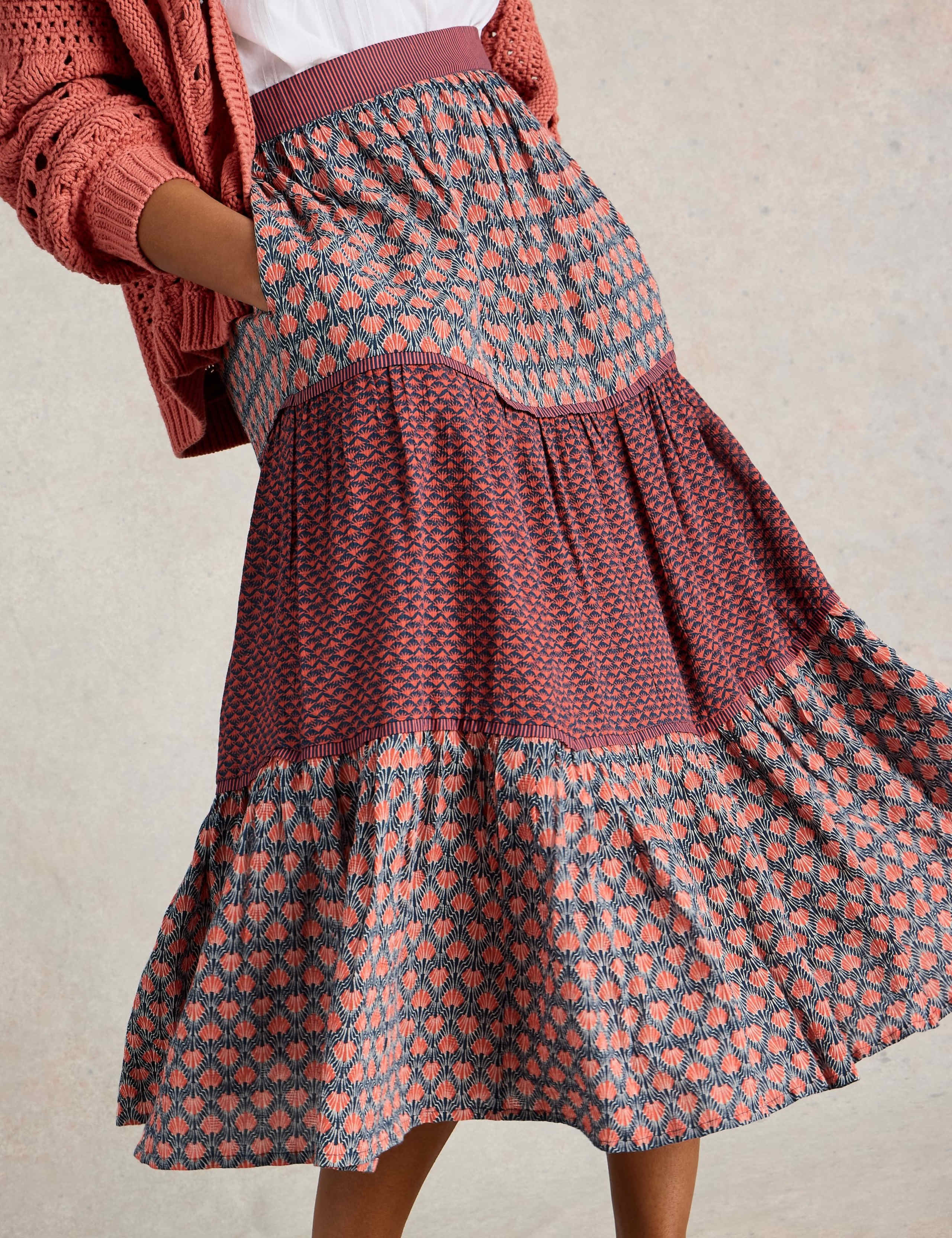 Printed Midi Tiered Skirt 3 of 6