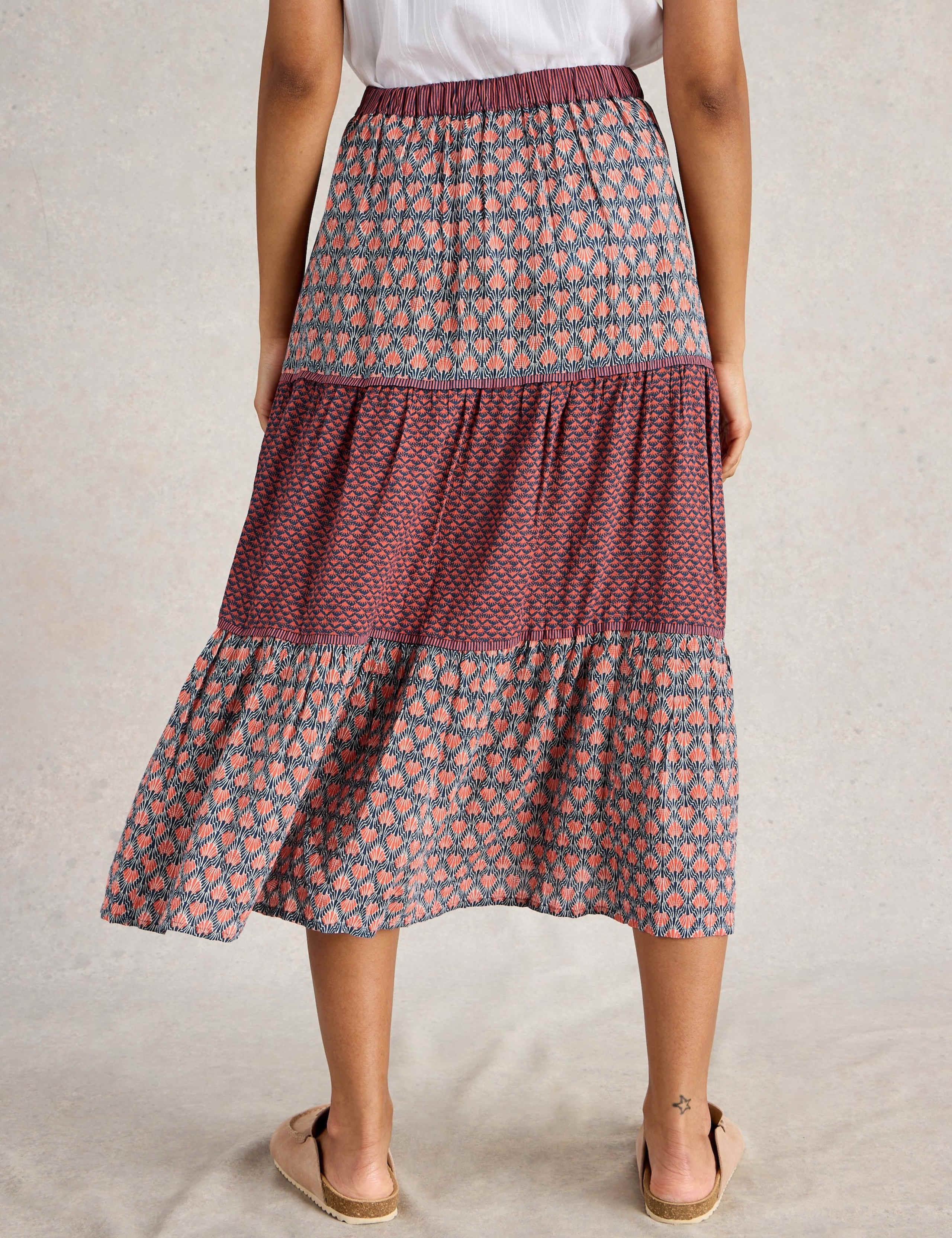 Printed Midi Tiered Skirt 4 of 6